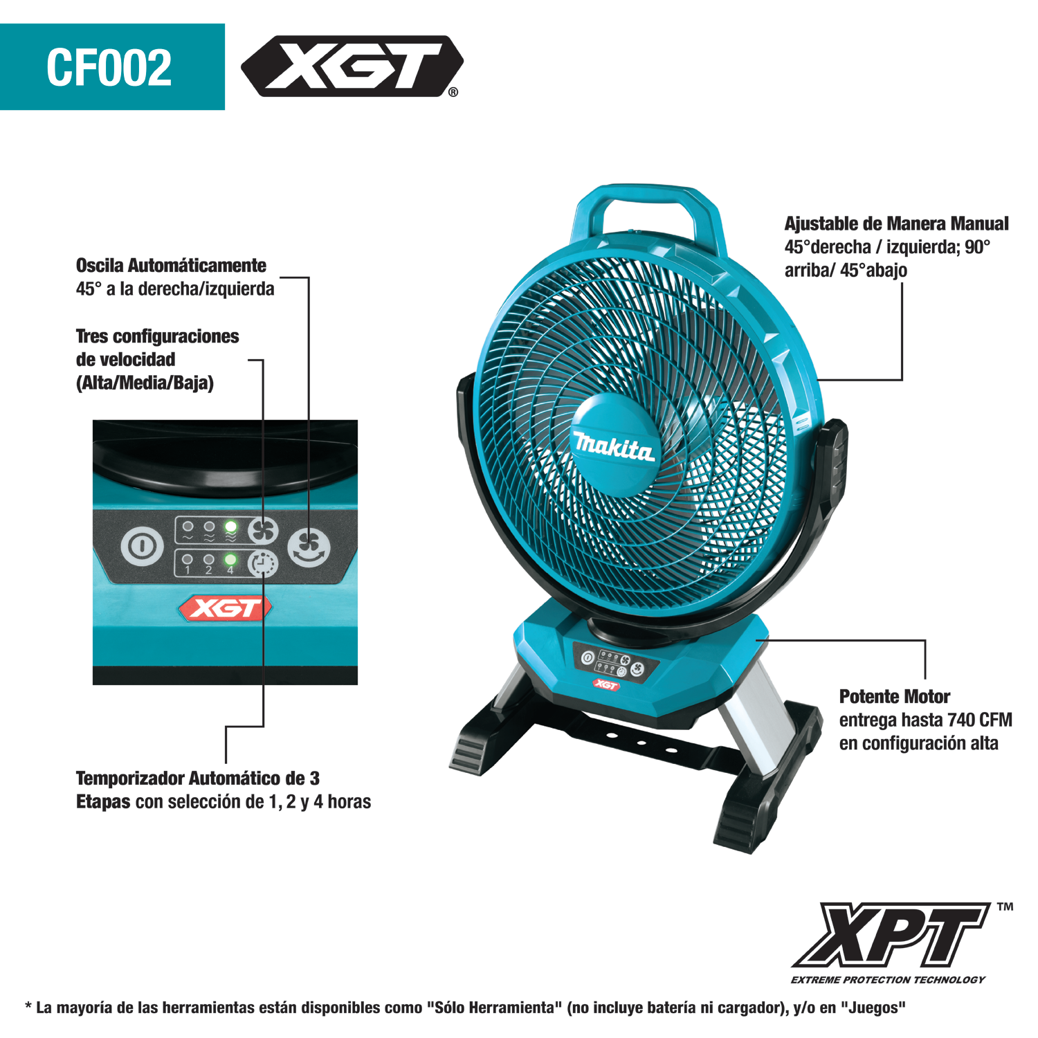 Ventilador Inalámbrico/Cable CF002GZ 40V Makita-1