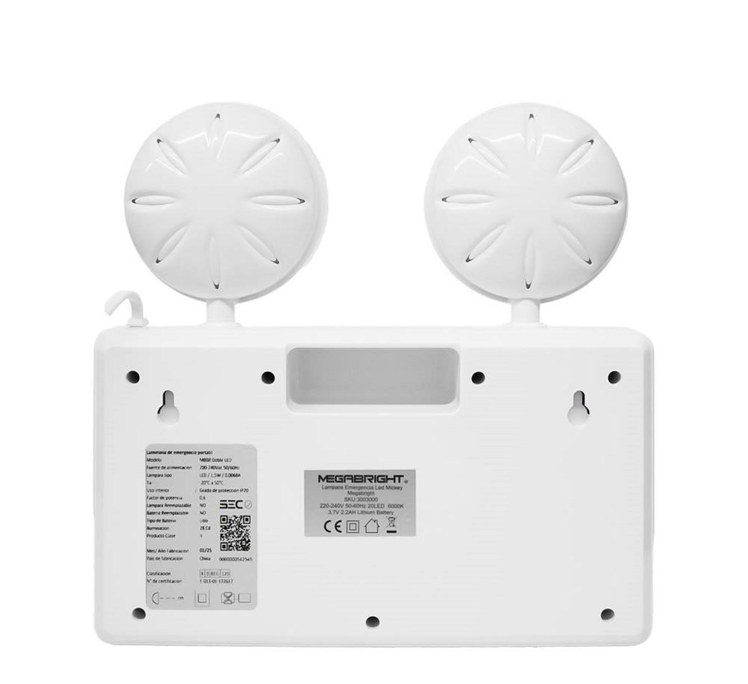 Luz Emergencia doble LED 6000 K Megabright-2
