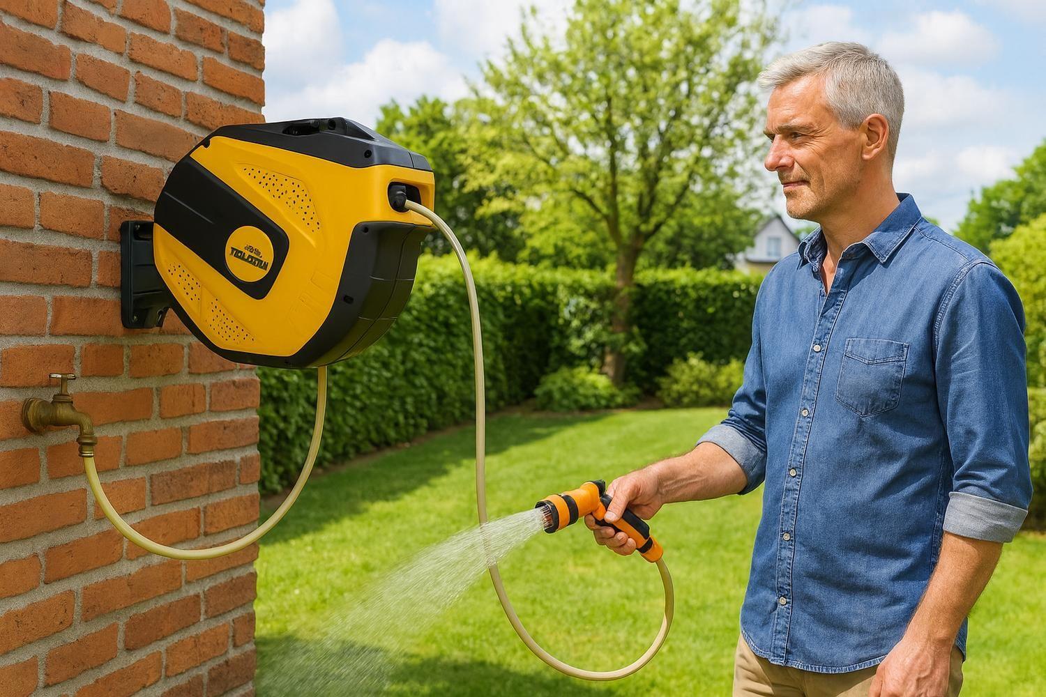 Manguera carrete retráctil automatico 15mts. 57261 Tolsen-3