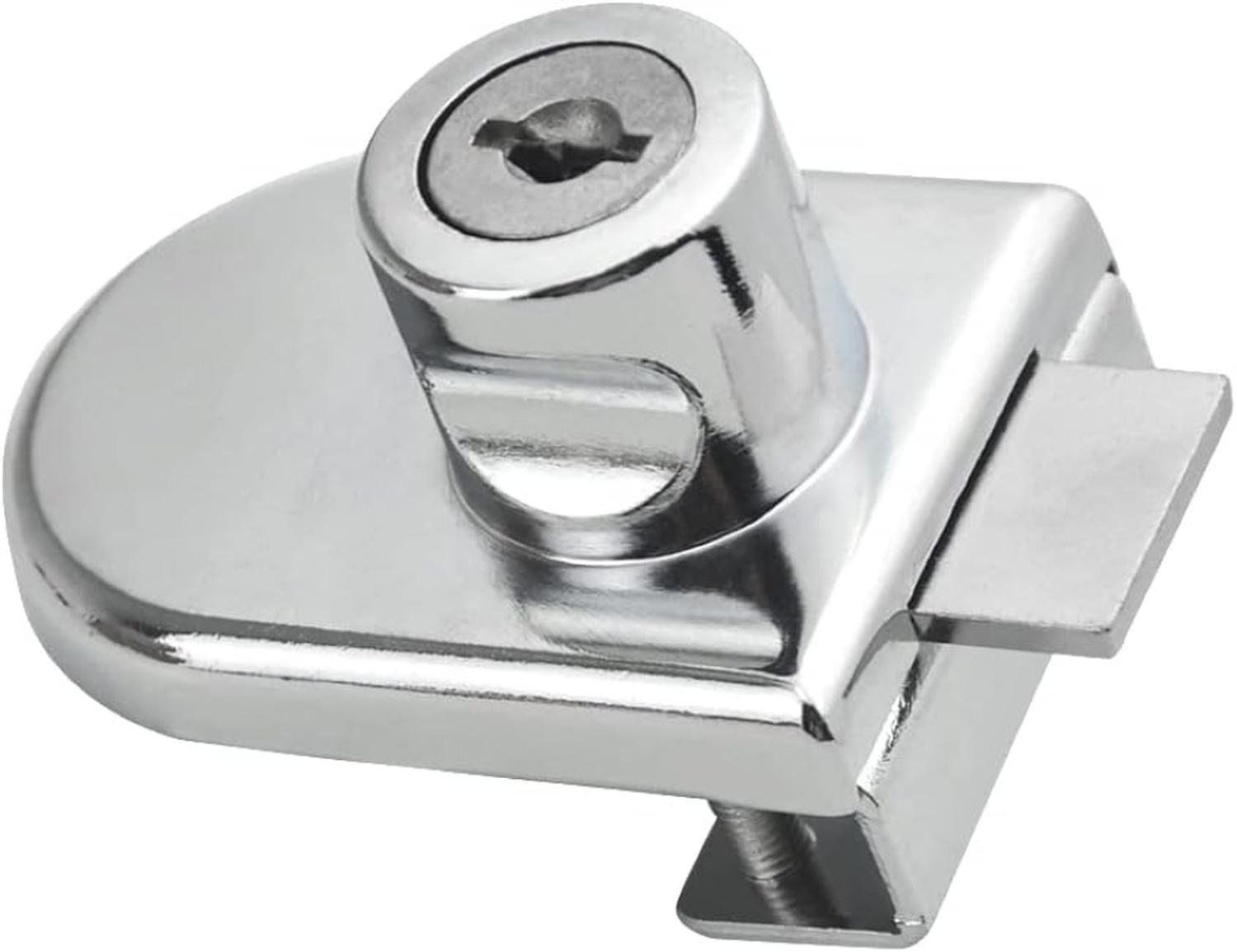 Cerradura Para Puerta Vidrio Media Luna Cromada 408 DMC-3