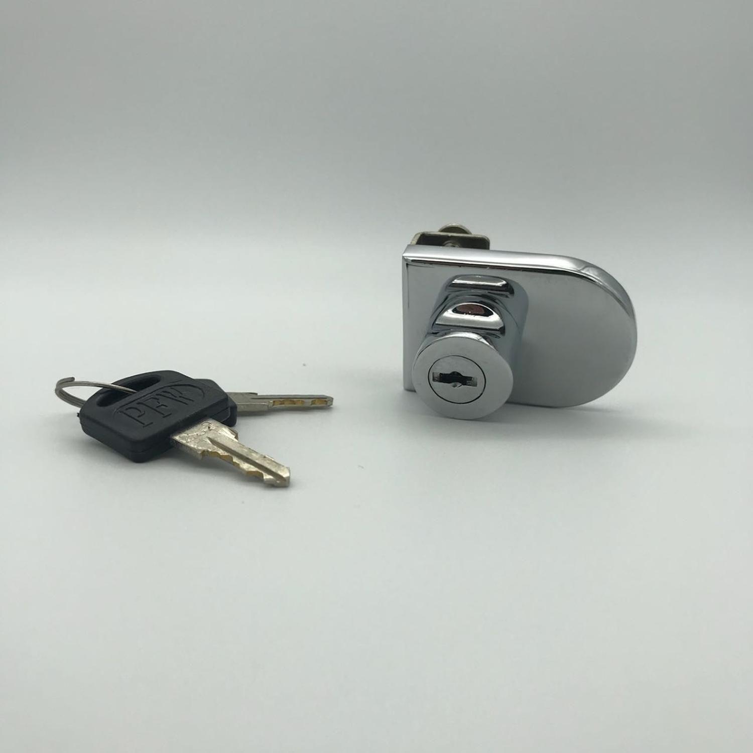 Cerradura Para Puerta Vidrio Media Luna Cromada 408 DMC-4