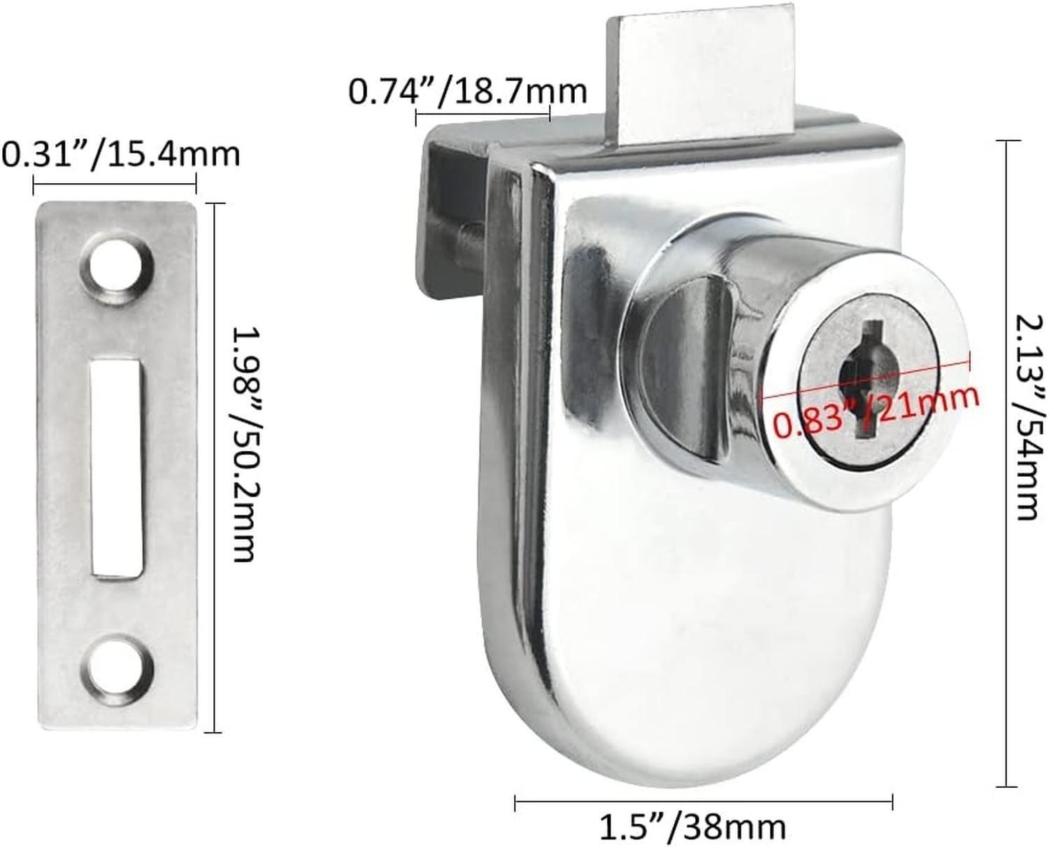 Cerradura Para Puerta Vidrio Media Luna Cromada 408 DMC-5