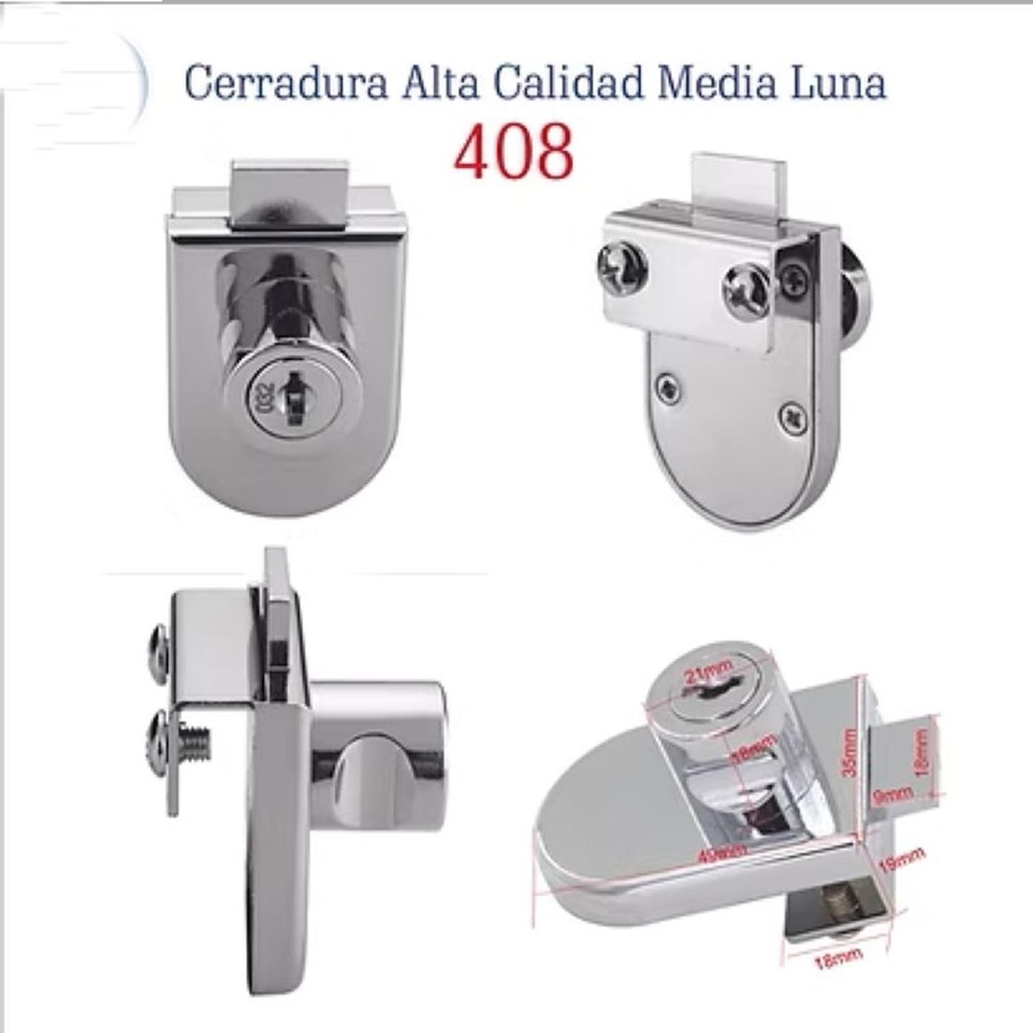 Cerradura Para Puerta Vidrio Media Luna Cromada 408 DMC-7