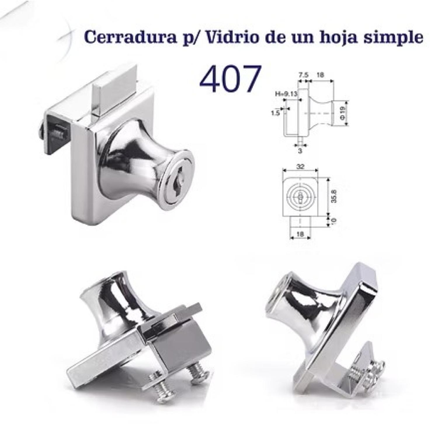 Cerradura Para Puerta Vidrio Cromada 407 DMC-3