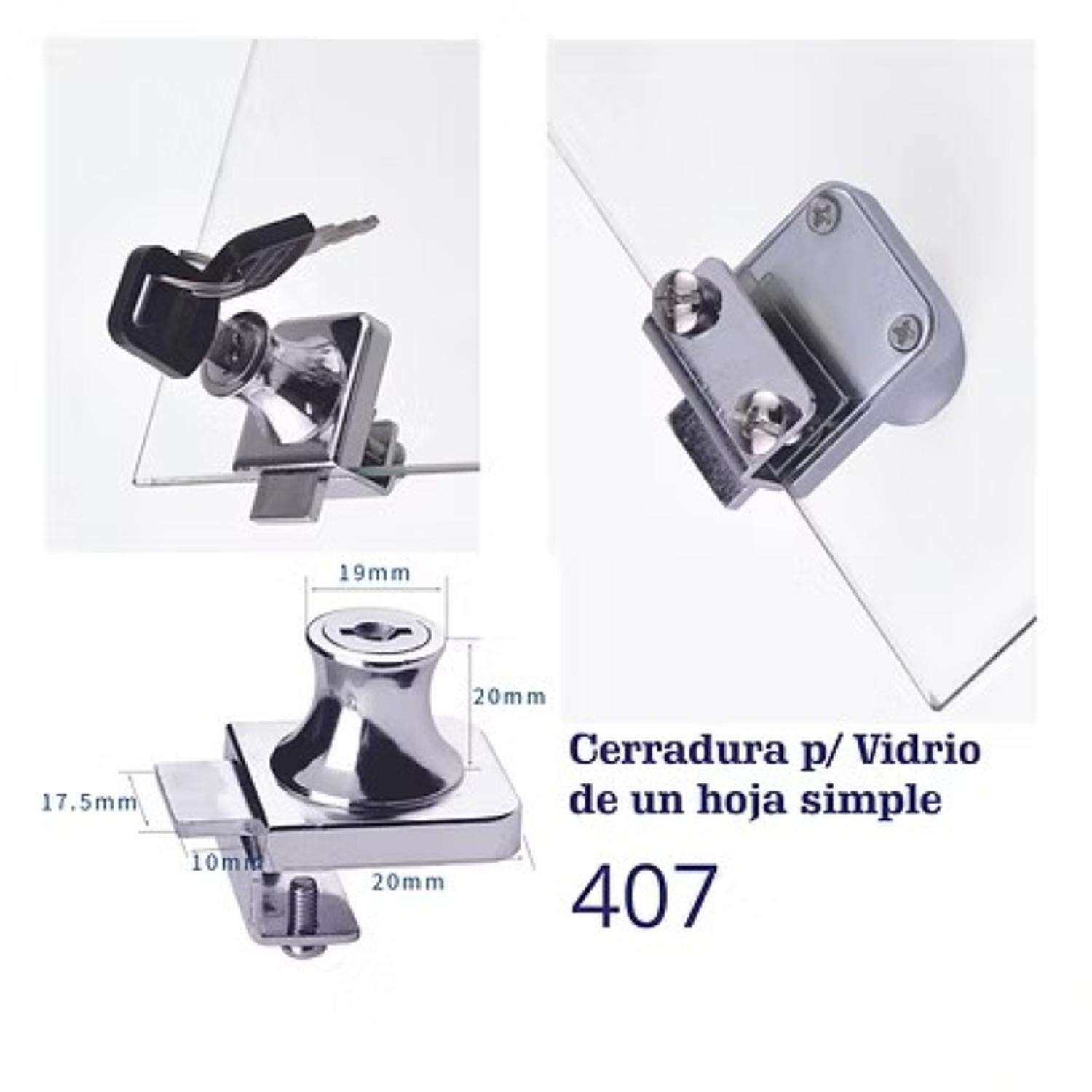 Cerradura Para Puerta Vidrio Cromada 407 DMC-5