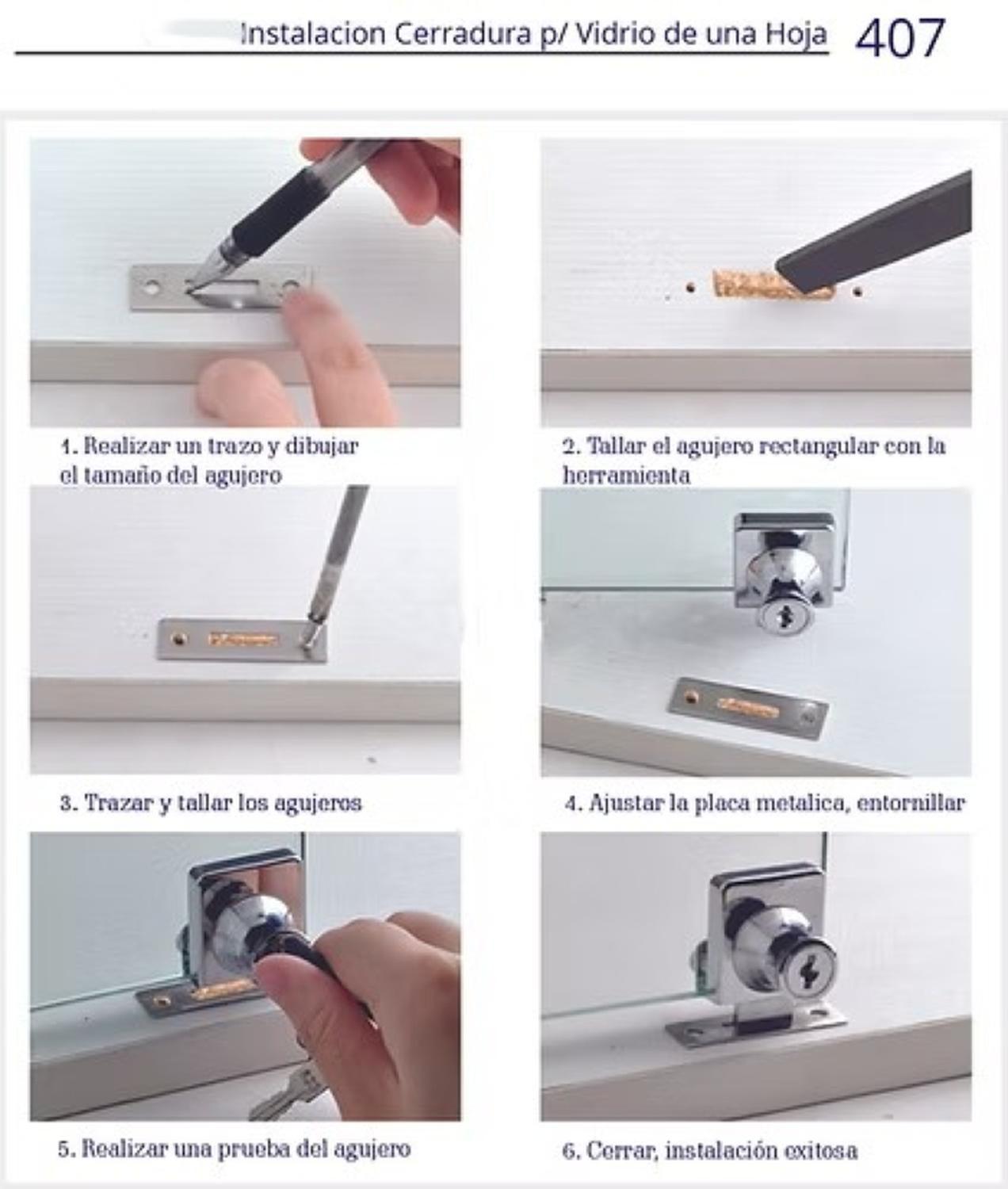 Cerradura Para Puerta Vidrio Cromada 407 DMC-6