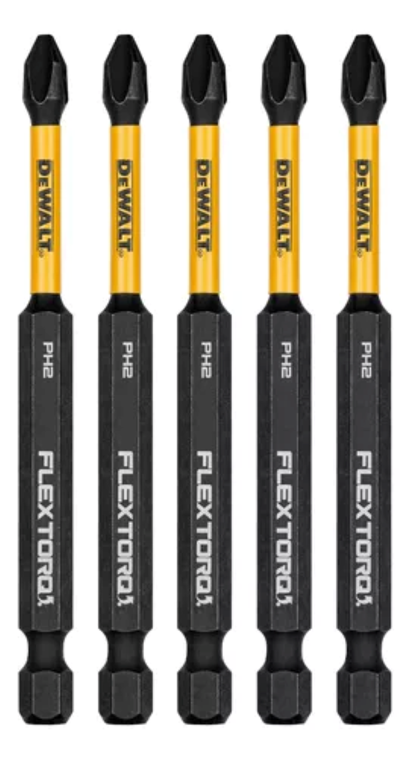 Set 5 Puntas Phillips#2 3-1/2 FlexTorq Dewalt DWAF3PH2IR5-0