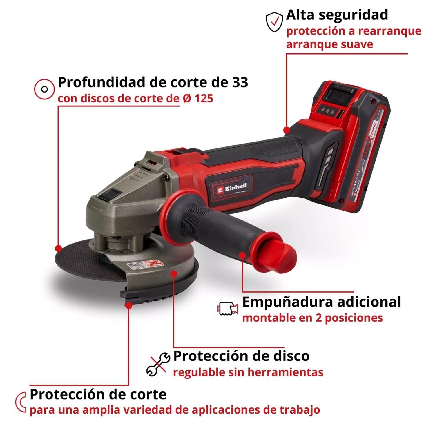 Esmeril Angular Inalámbrico TE-AG 18/125-2 Li (1x4,0 Ah) Einhell-2