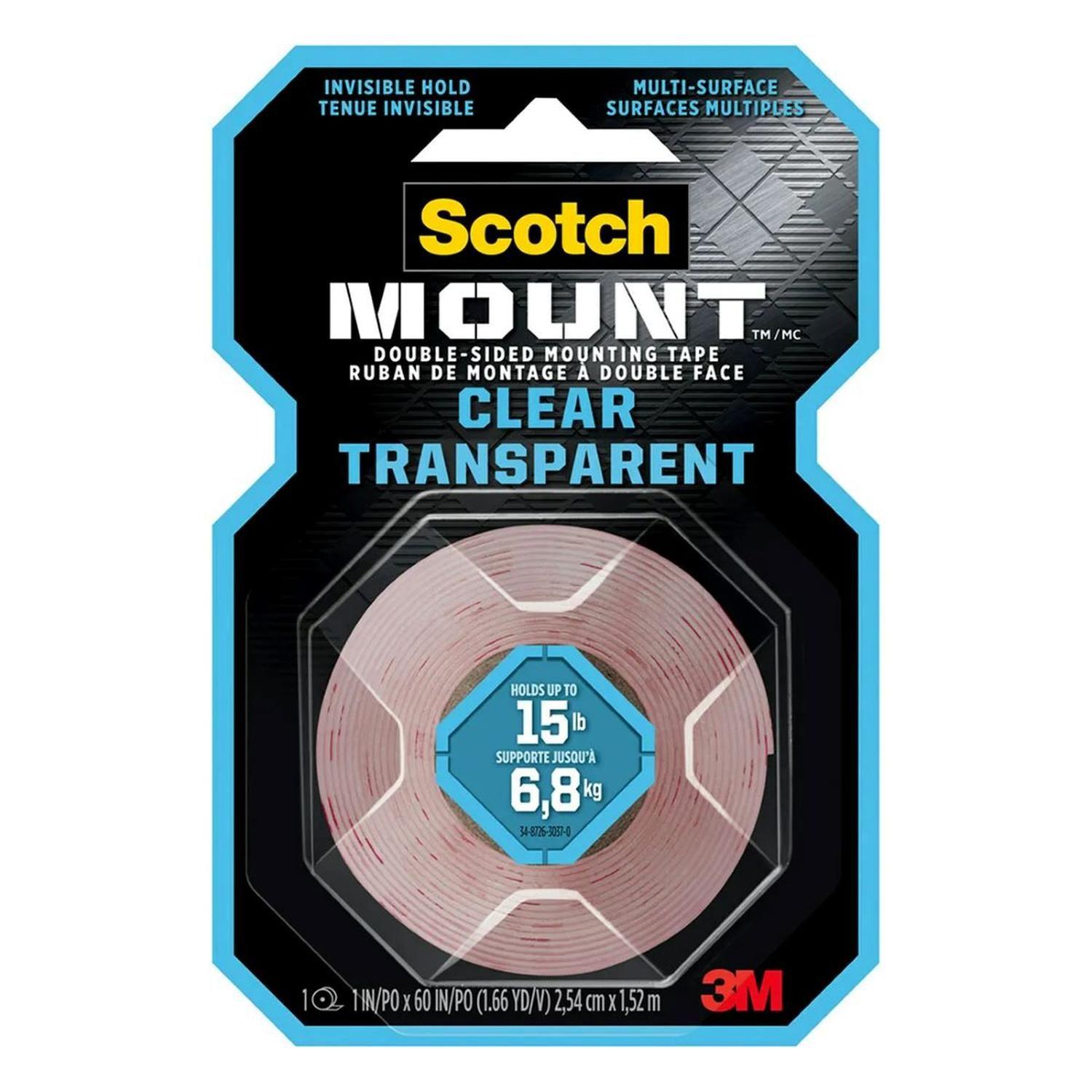 Cinta de Montaje Doble Faz Scotch-Mount Transparente 25.4 mmx1.52m 3M-0