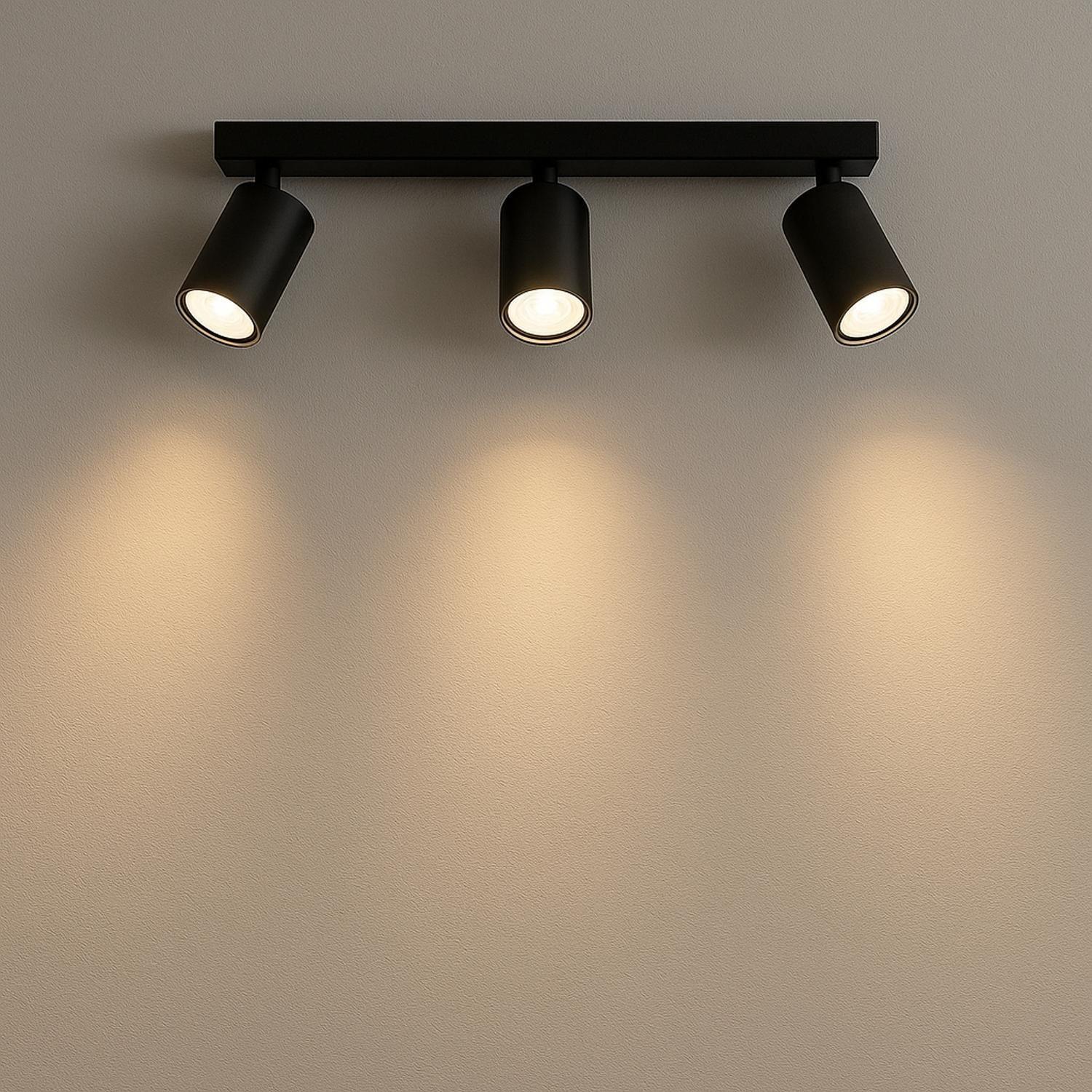 Foco Triple Dirigible Sobrepuesto Negro 3xGU10 Megabright-2