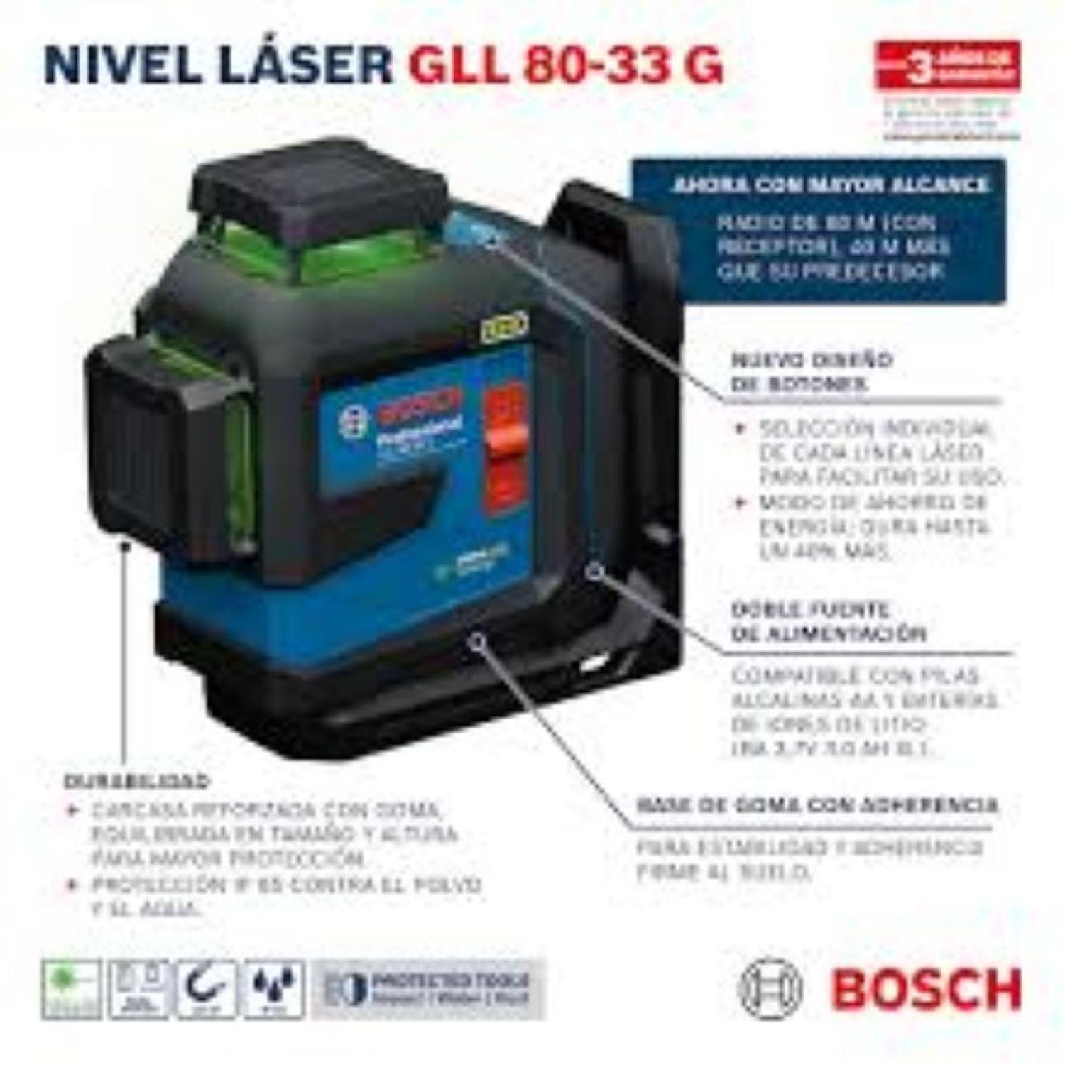 Nivel laser multilíneas verde 360° GLL 80-33 G BOSCH-5