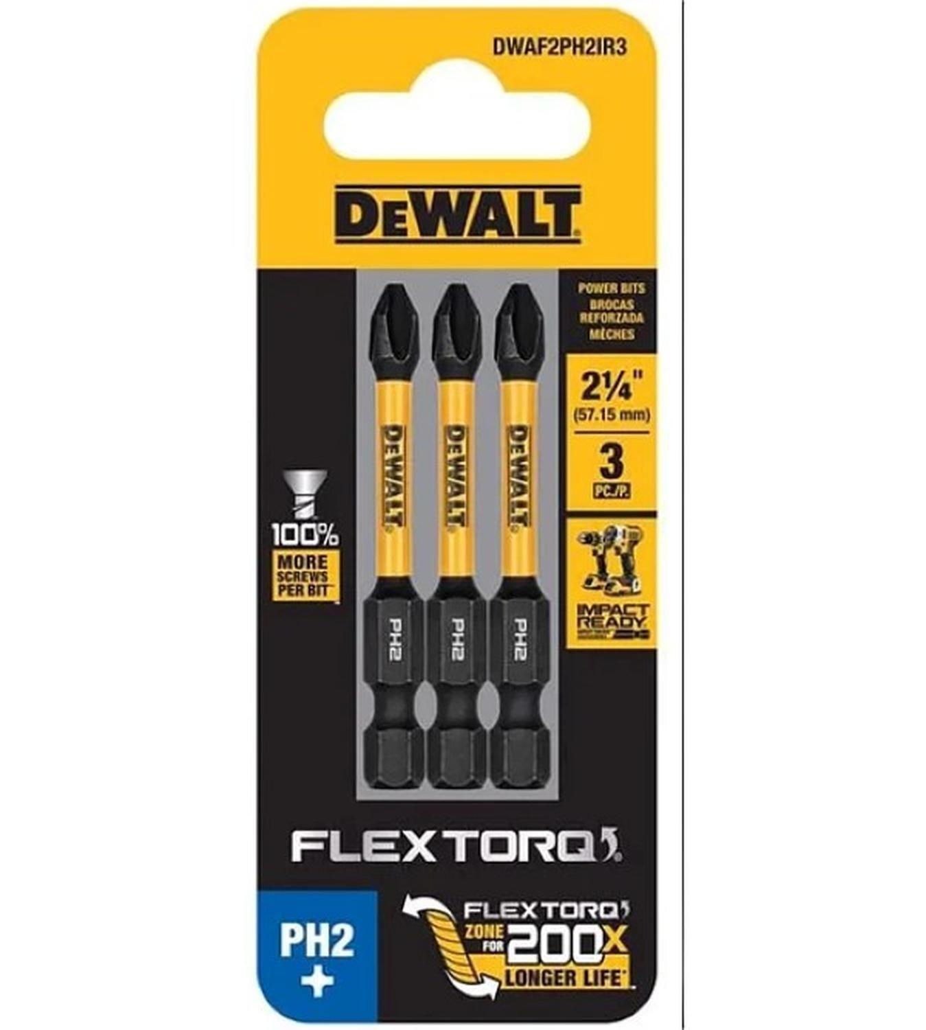 Set 3 Puntas Phillips 2-1/4 Flextorq DWAF2PH2IR3 Dewalt-2