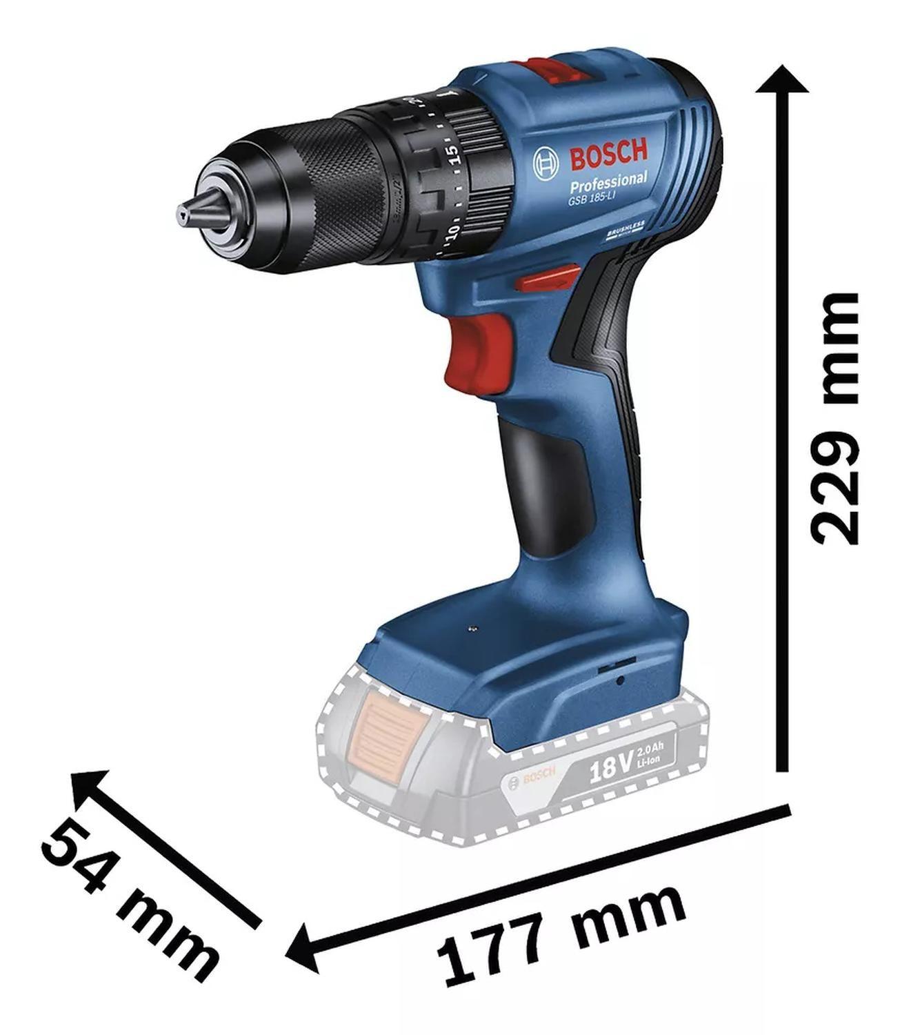 Taladro Percutor Inalámbrico 1/2 Bosch Gsb 185-li 18v S/bat-4