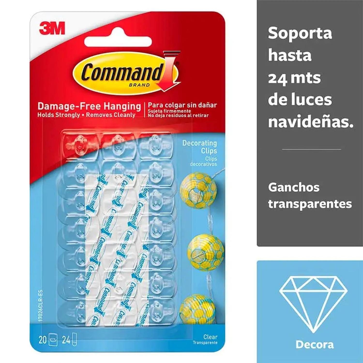 Ganchos Decorativos Transparentes 20u 17026CLR Command 3M-1