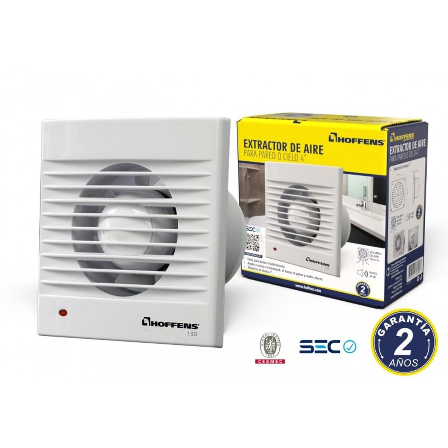 Extractor De Aire Pared/Techo 4 pulg 13W 130 m3/hr Hoffens-2