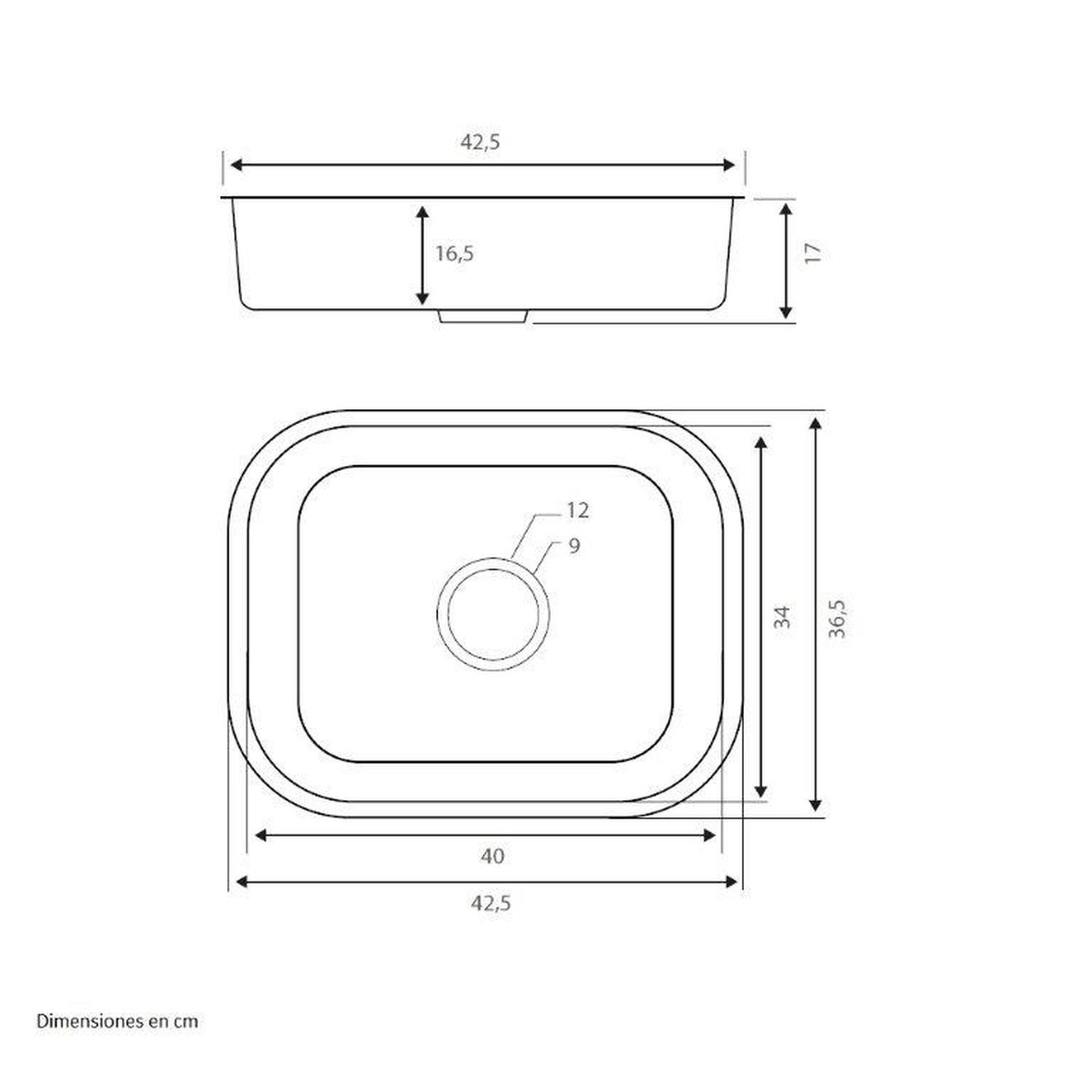 Lavaplatos Bajo Cubierta 43x37x17 + Kit Instalación Briggs-3