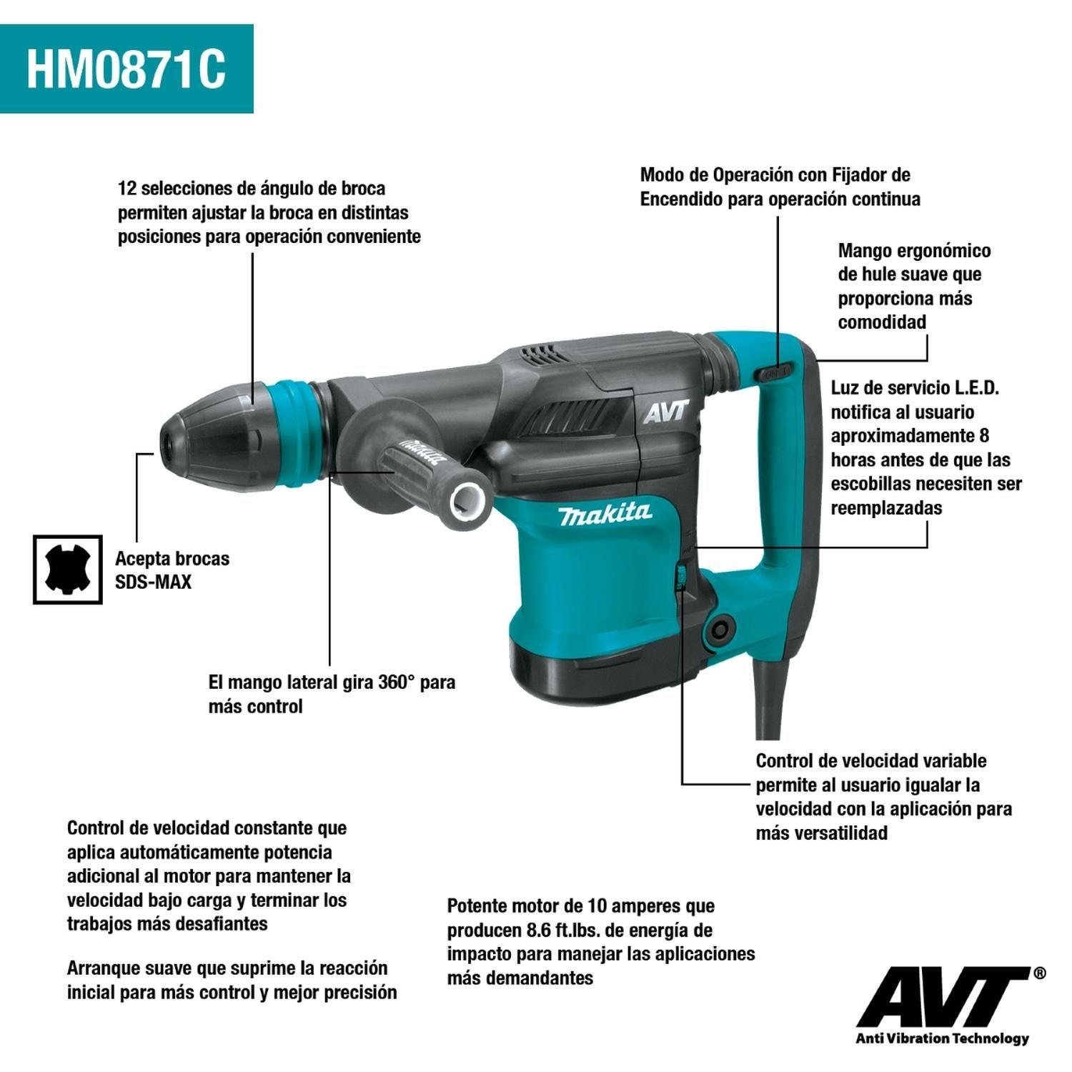 Martillo Demoledor SDS-MAX 8.1J 1100W HM0871C Makita-3