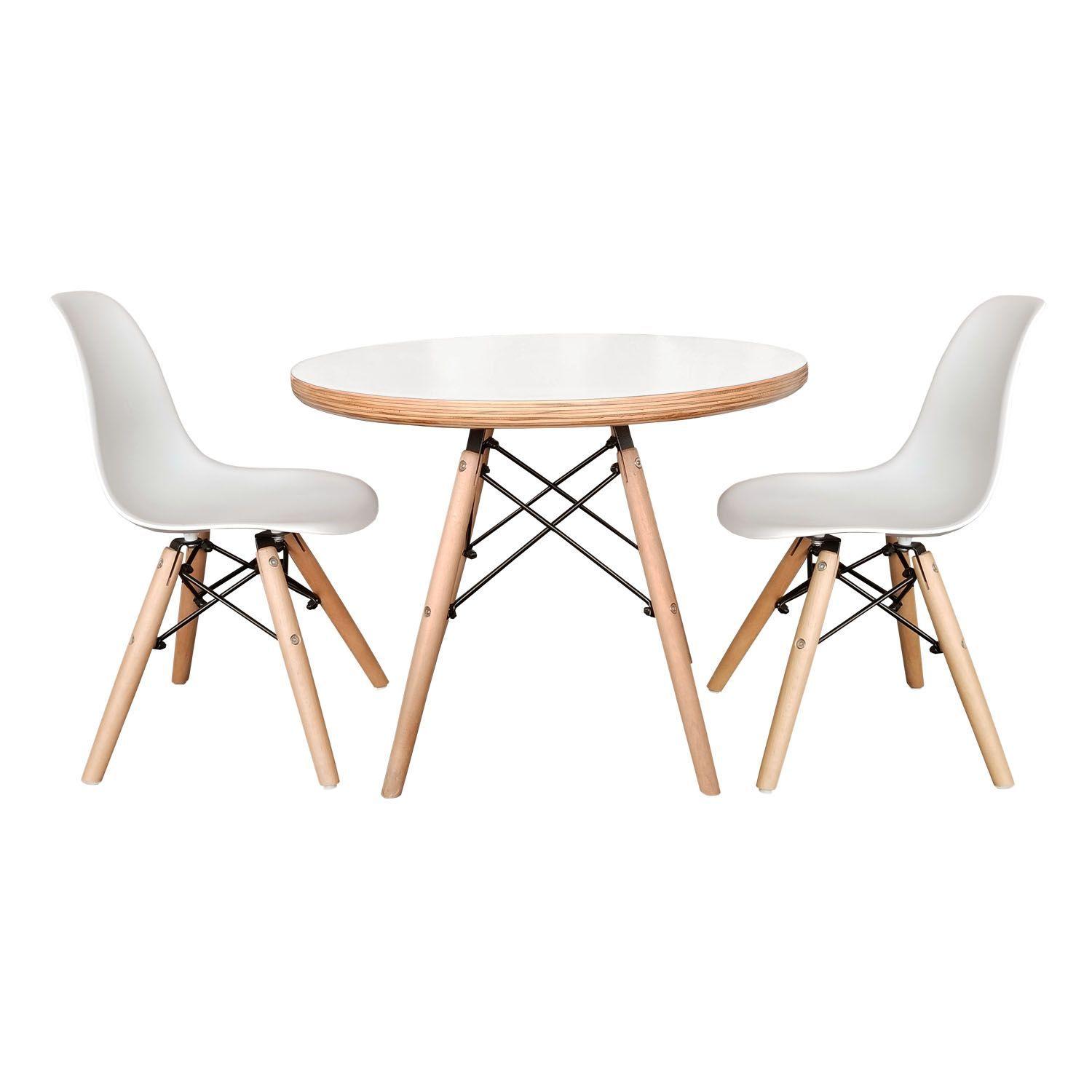 Set De Mesa Blanca Y Dos Sillas Blancas Eames-0