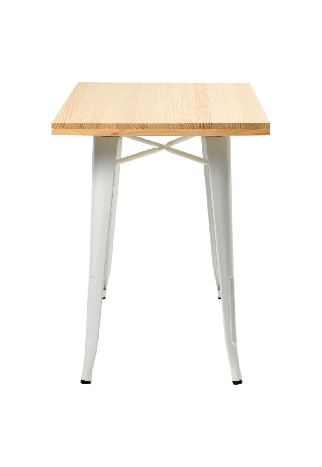 Mesa Comedor Tolix 120X60 Madera Clara / Blanca-2