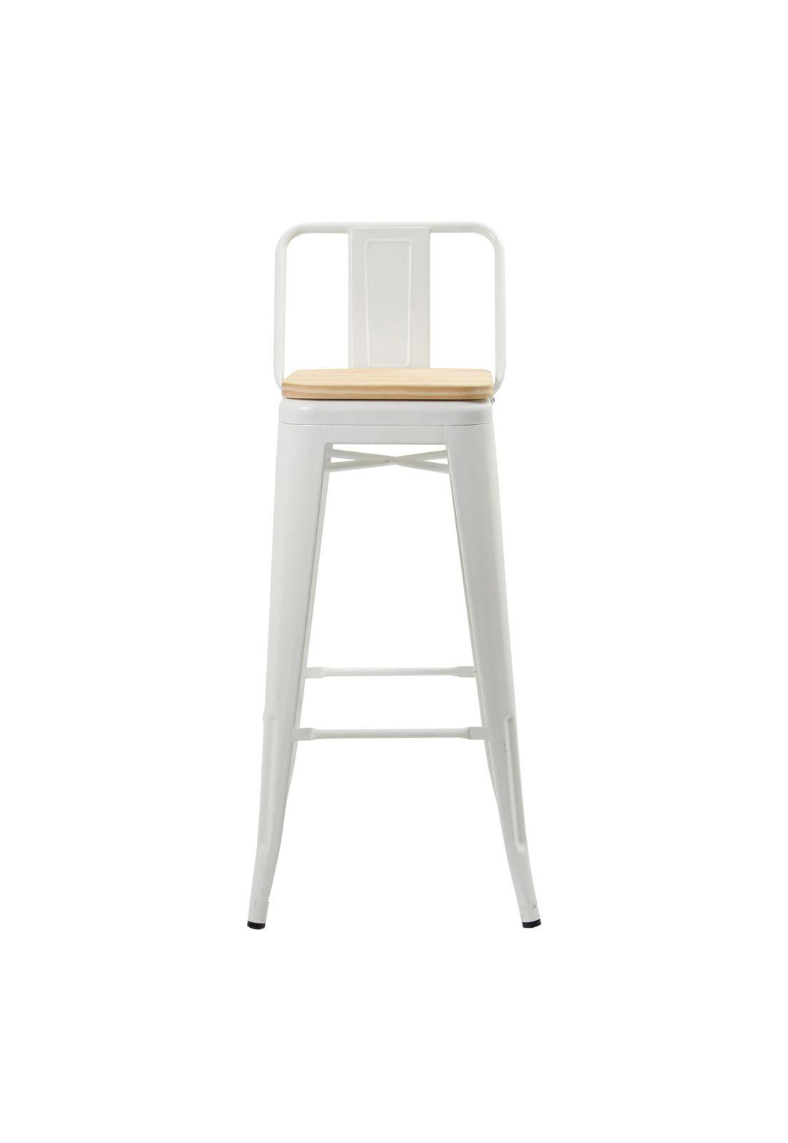 Piso Tolix Respaldo Bajo Blanco Con Asiento Madera (66H)-0