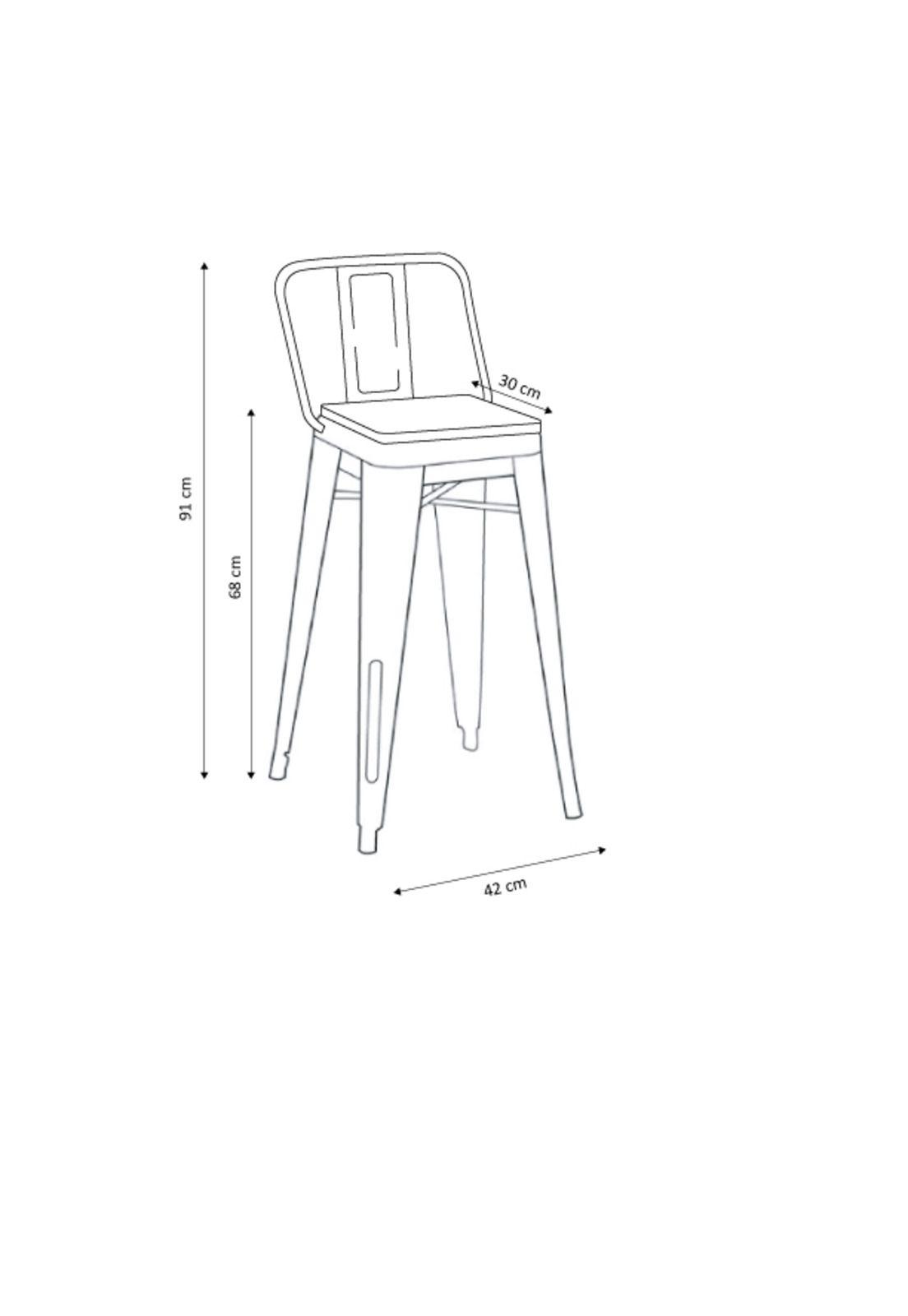 Piso Tolix Respaldo Bajo Blanco Con Asiento Madera (66H)-3