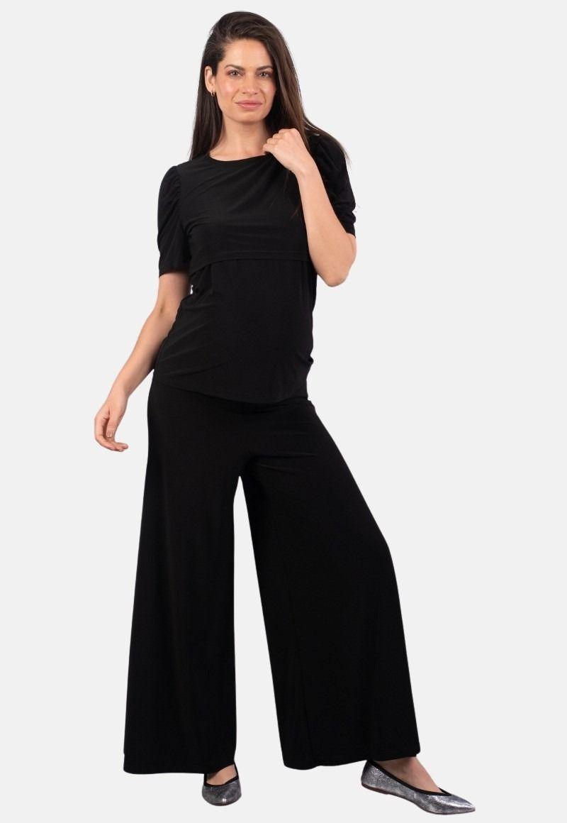 Pantalon Palazzo Maternal Pame negro Madremia-0
