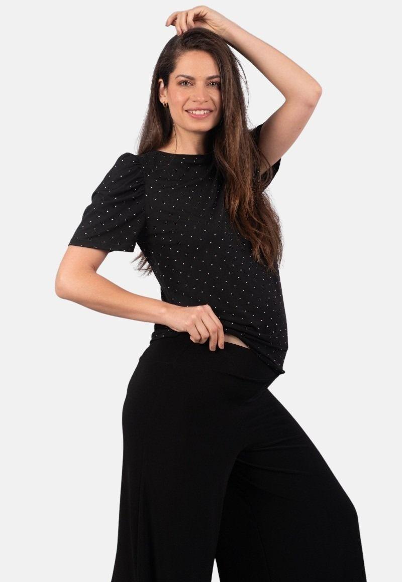 Pantalon Palazzo Maternal Pame negro Madremia-1