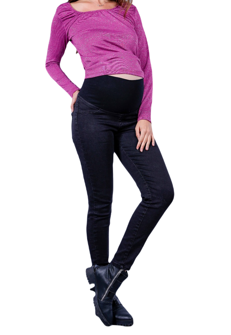 Jeans Maternal Pitillo Negro Madremia-0