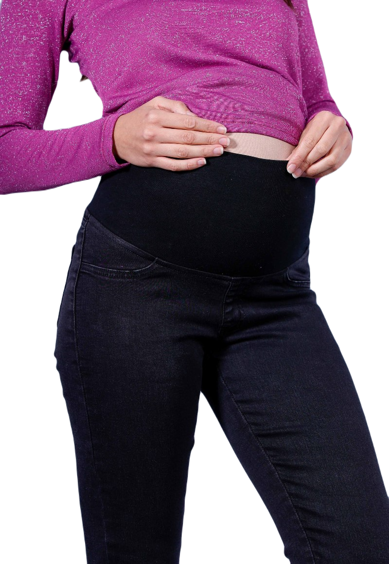 Jeans Maternal Pitillo Negro Madremia-1