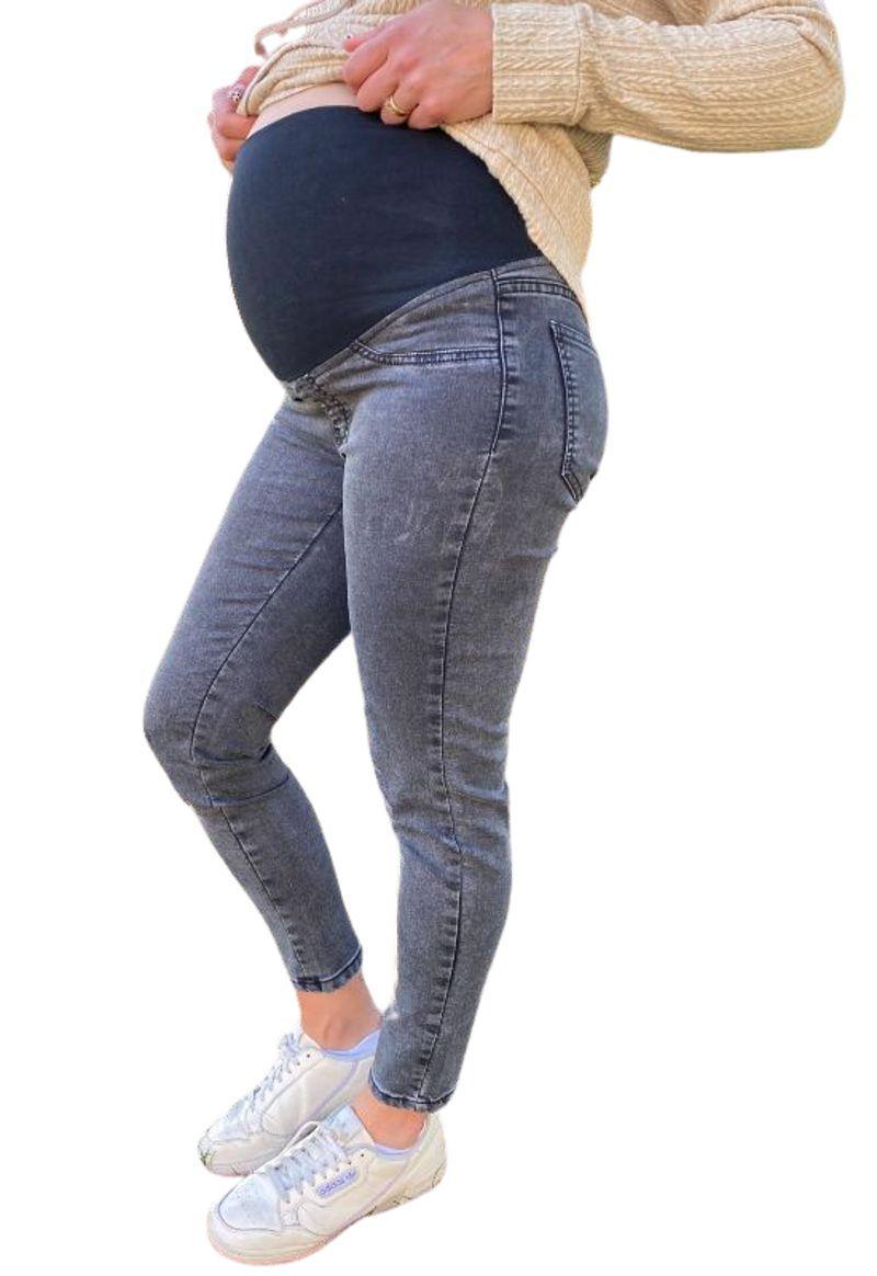 Jeans Maternal Pitillo Gris Oscuro-0