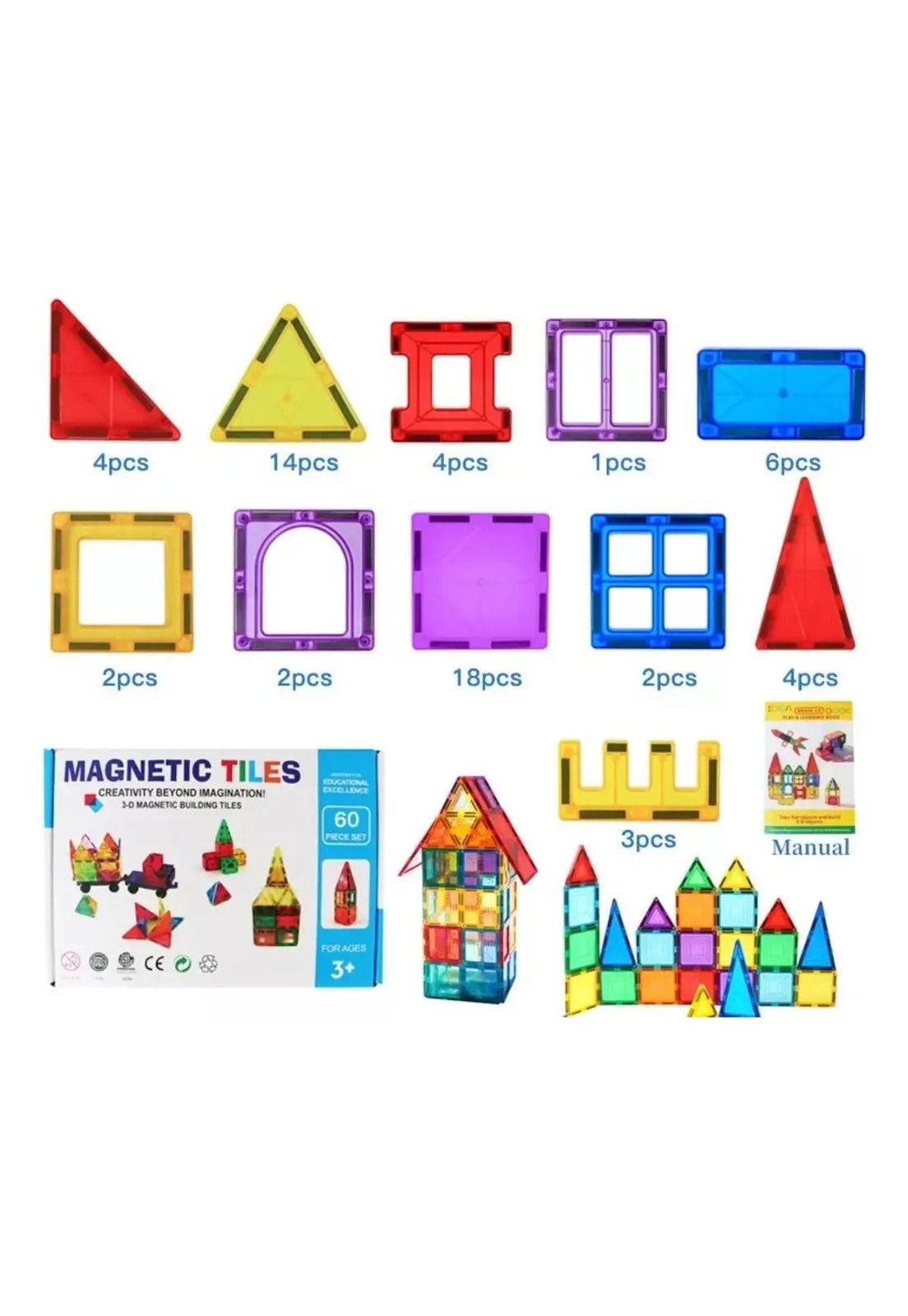 Juego De Bloques De Construcción Magnéticos 3d 60 Piezas-1