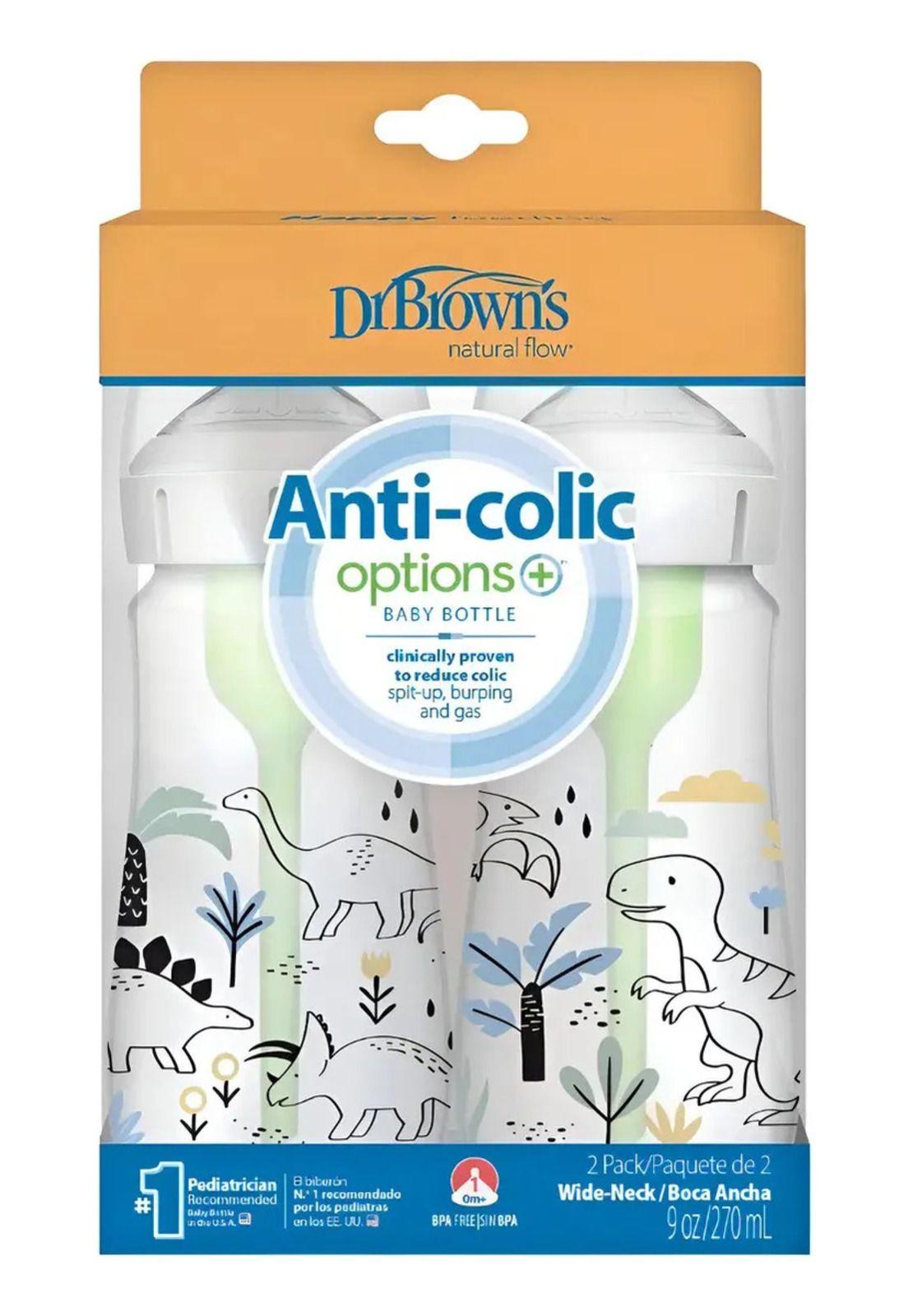 Set 2 Mamaderas Anticólicos Dr. Brown's 270ml Dinosaurios-4