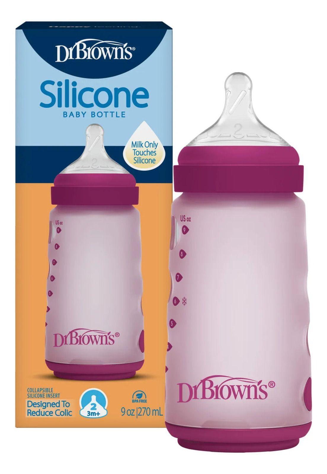 Mamadera Anticólico Silicona Boca Ancha Dr. Brown's 270ml Rosa-0