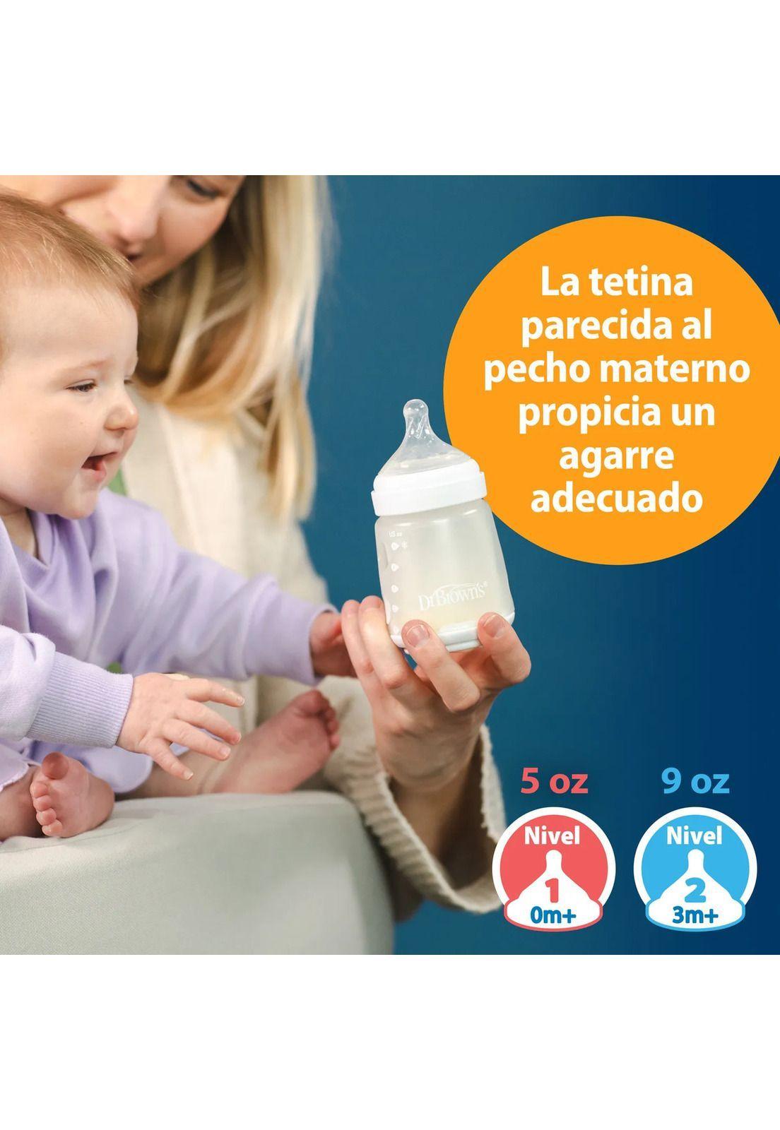 Mamadera Anticólico Silicona Boca Ancha Dr. Brown's 270ml Rosa-7