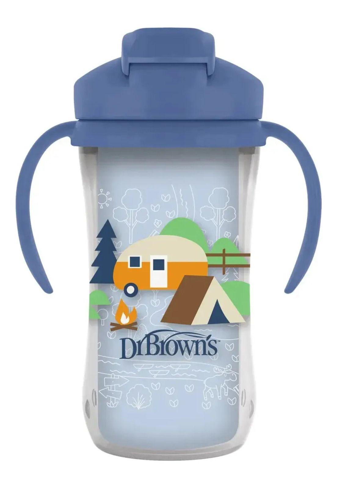 Vaso Termico Con Bombilla 12m+ Dr. Brown's 300ml Azul-1
