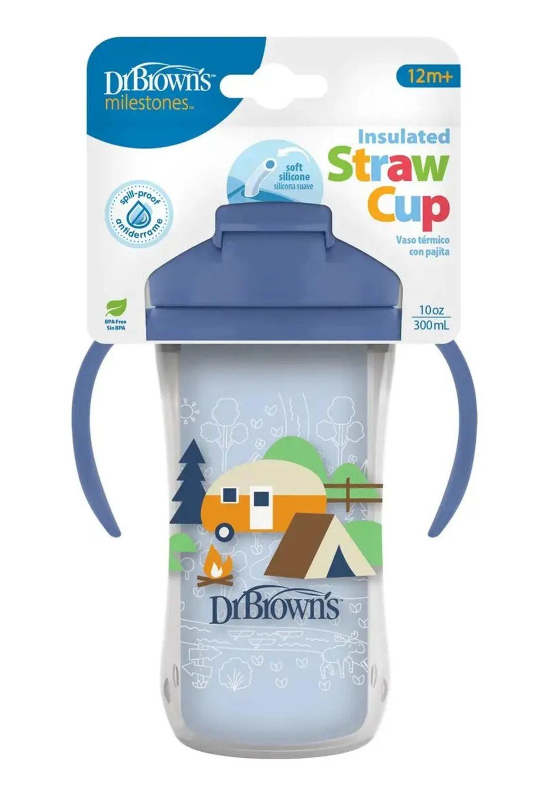 Vaso Termico Con Bombilla 12m+ Dr. Brown's 300ml Azul-2