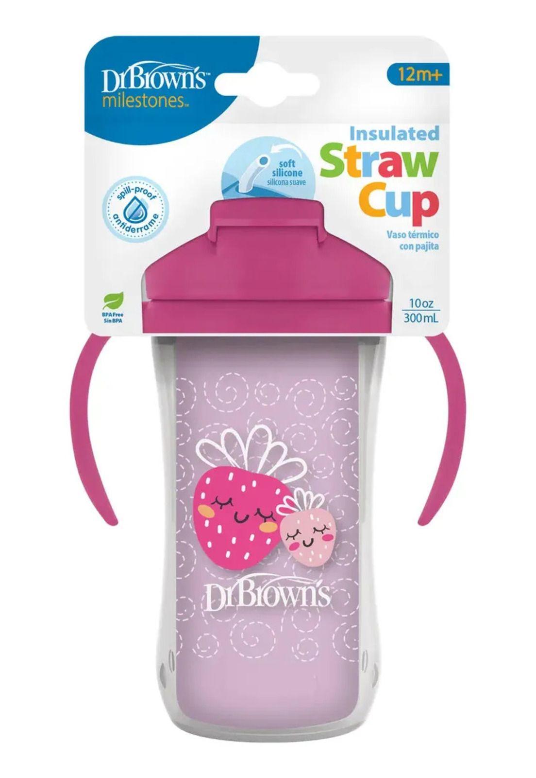 Vaso Térmico Rosa 300ml Con Pitillo Antiderrame Dr. Brown's-0