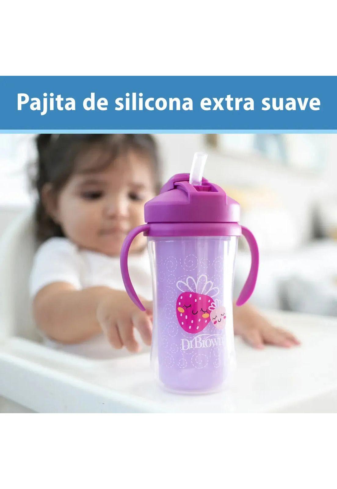 Vaso Térmico Rosa 300ml Con Pitillo Antiderrame Dr. Brown's-1