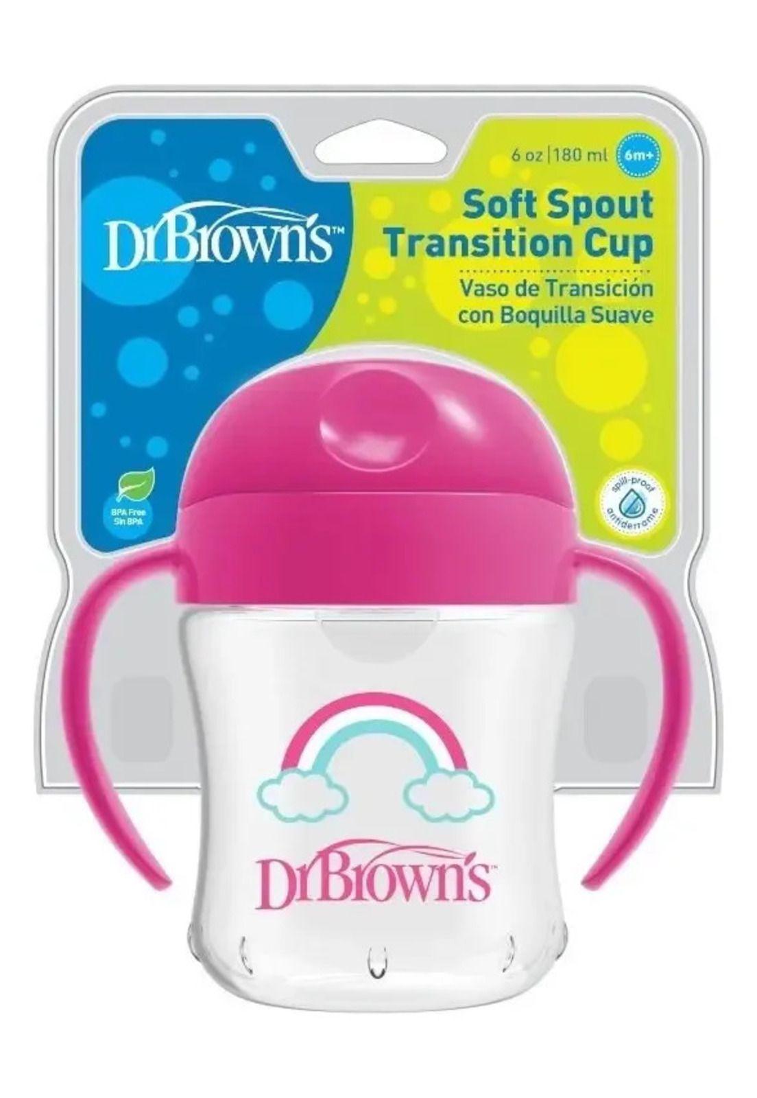Vaso Antiderrame Dr. Brown´s 180 Ml 6+m Boquilla Blanda Rosa-4