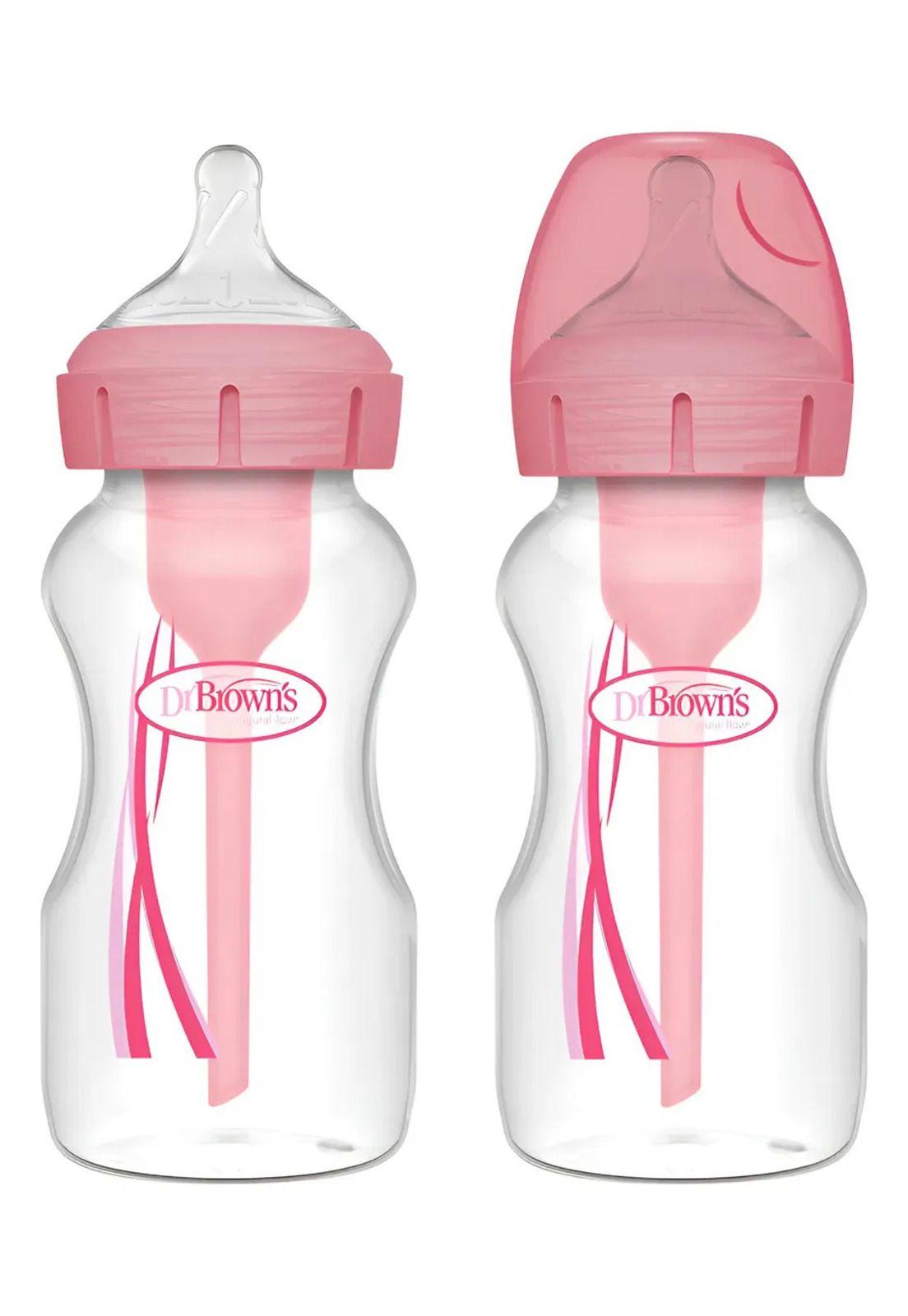 Pack 2 Mamaderas Boca Ancha Options+ Dr. Brown´s 270ml Rosa-0