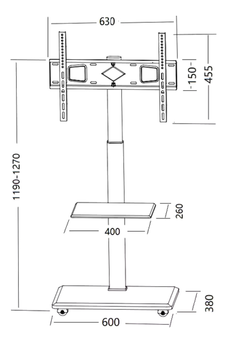 Soporte Tv Rack Movil Con Ruedas 32 A 70 Base Pedestal Metálico-2