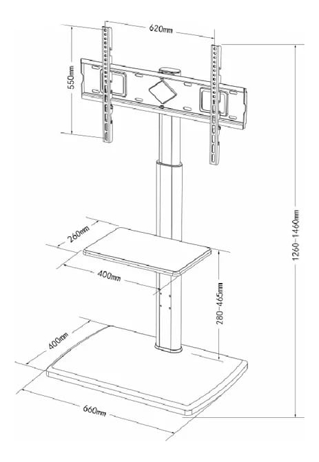 Soporte Tv Rack Movil Con Ruedas 32 A 70 Base Pedestal Metálico-3