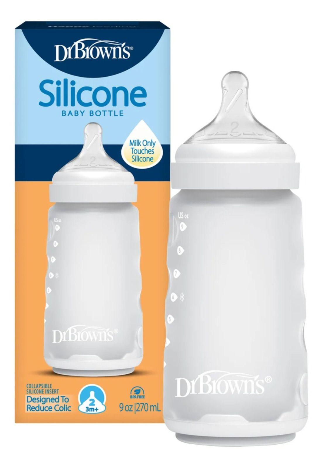 Mamadera Anticólico Silicona Boca Ancha Dr. Brown's 270ml Blanco-0
