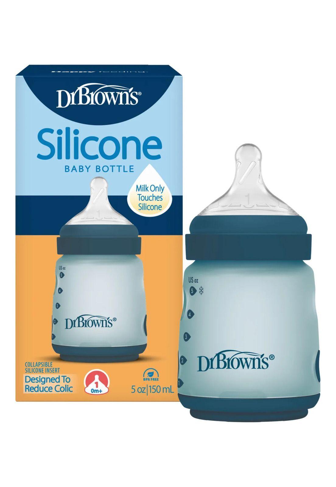 Mamadera Anticólico Dr. Brown's Boca Ancha Silicona 150ml Azul-1