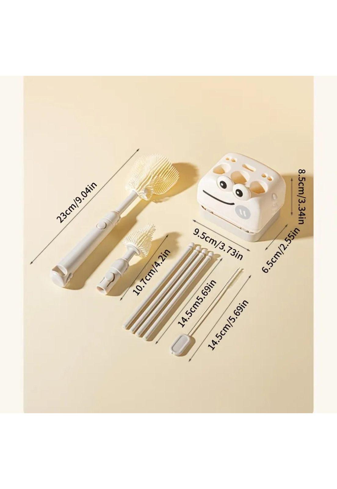 Set De Cepillos rosa Para Mamadera Silicona Con Escurridor Bebe-3
