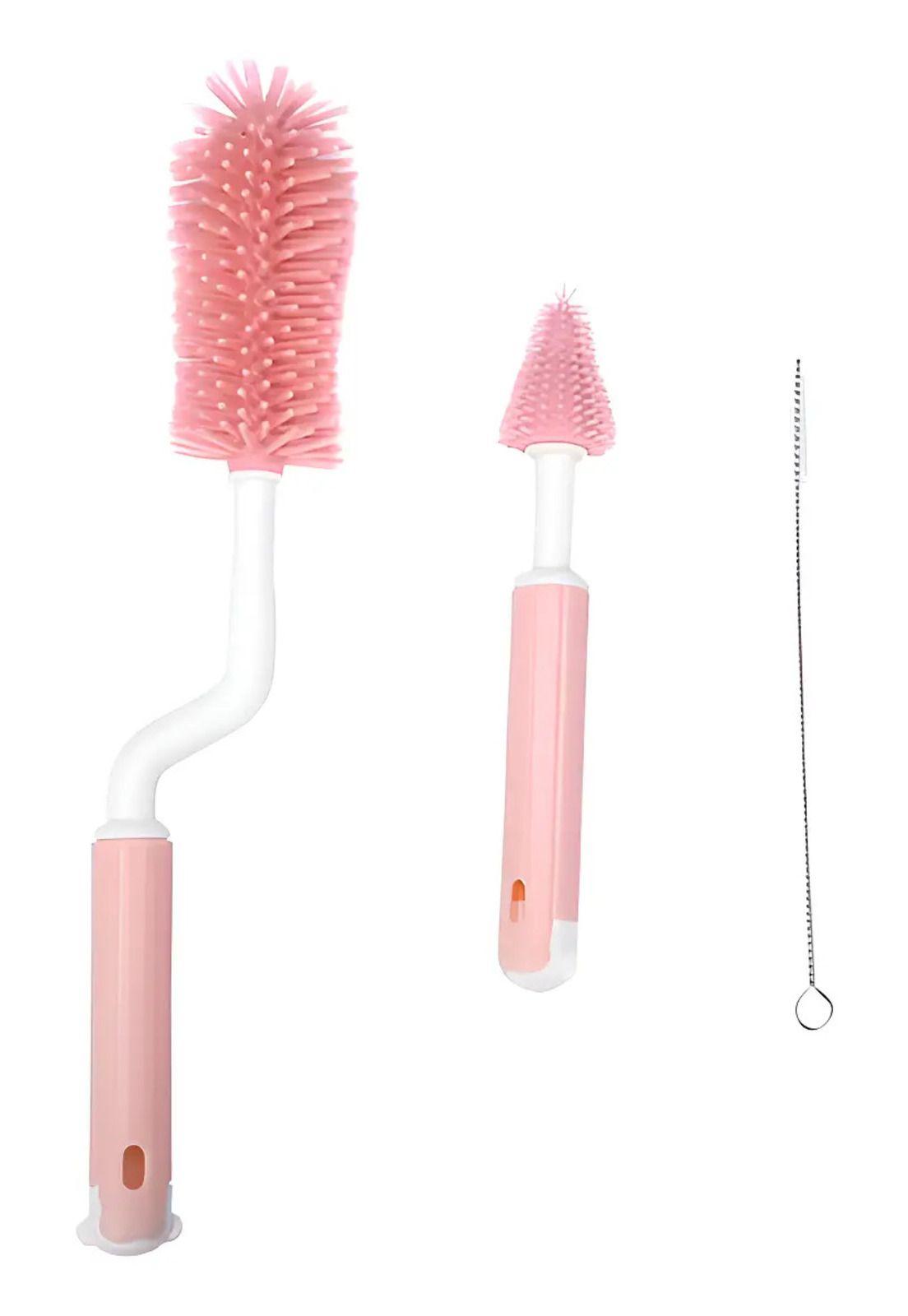 Kit De Cepillos azul Limpia Mamadera 3 Piezas, Silicona Bebe-2