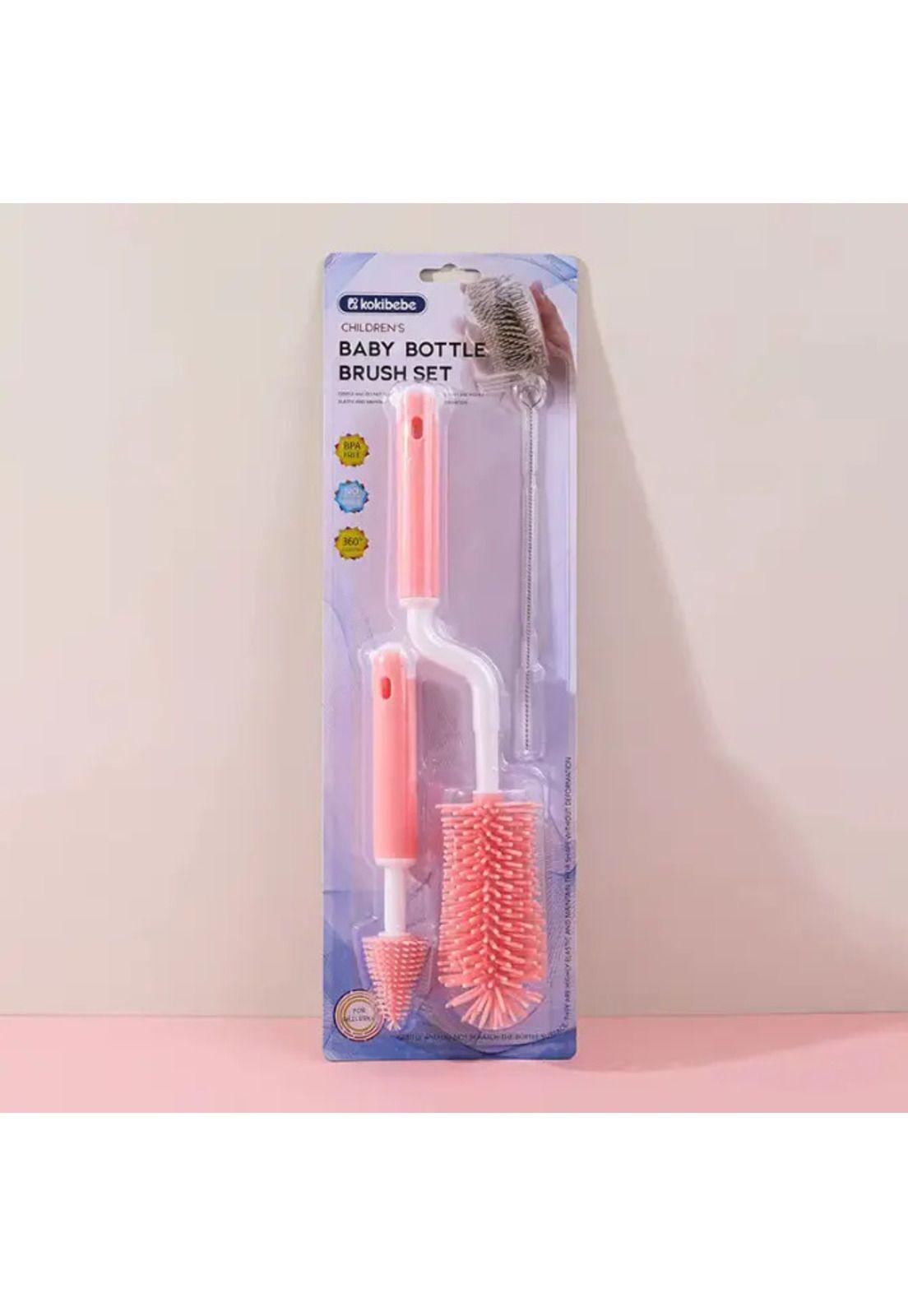 Kit De Cepillos azul Limpia Mamadera 3 Piezas, Silicona Bebe-3