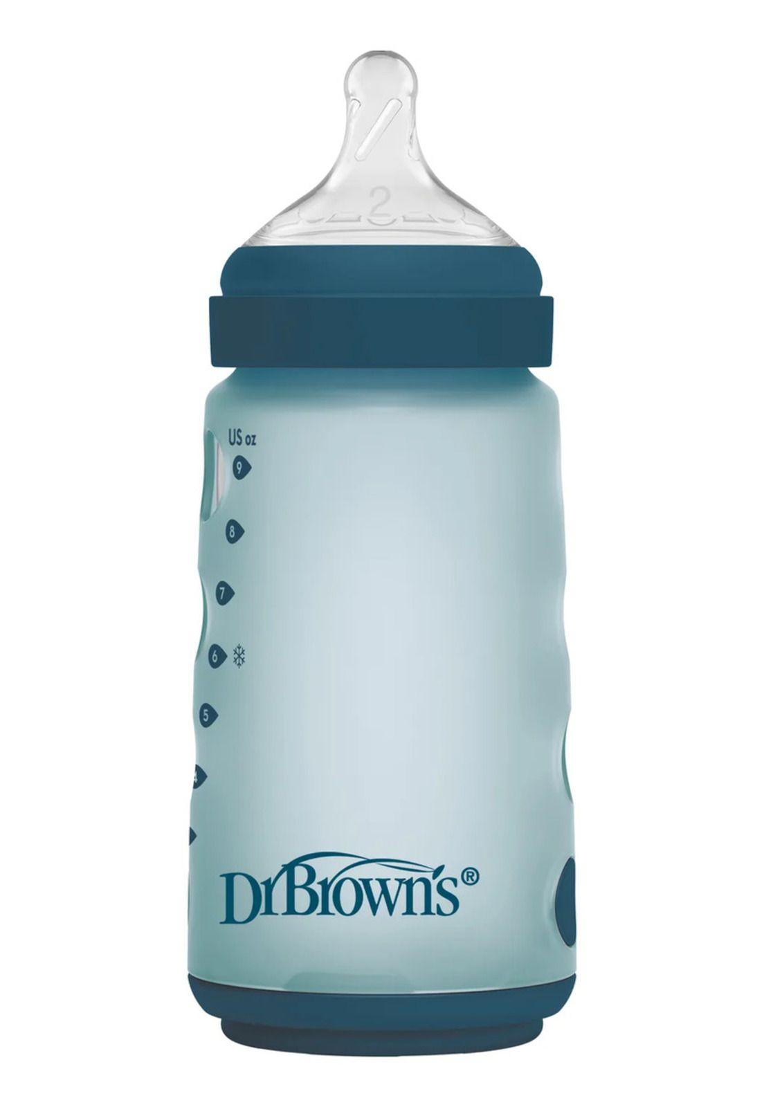 Mamadera Anticólico Silicona Boca Ancha Dr. Brown's 270ml Azul-1