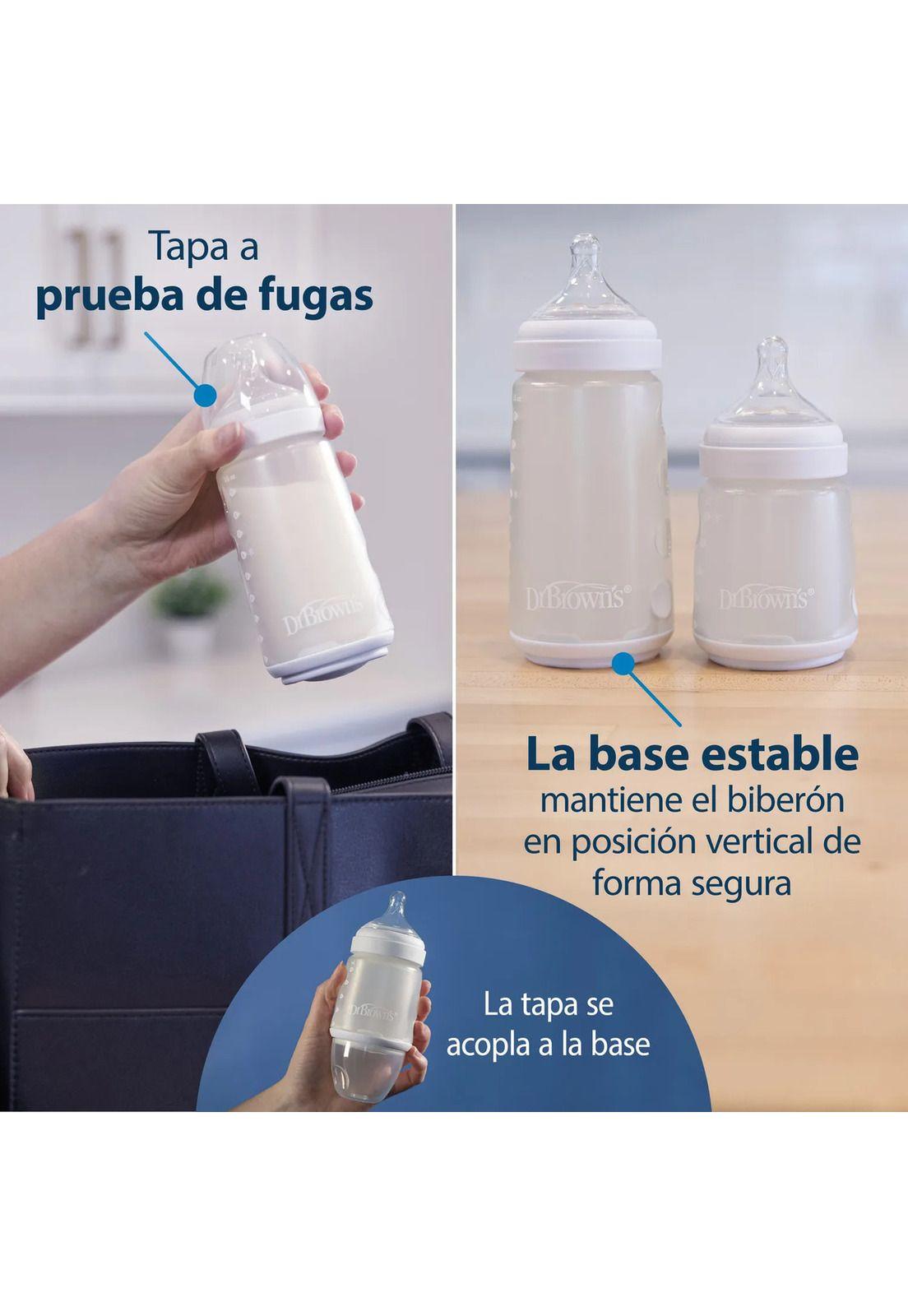 Mamadera Anticólico Silicona Boca Ancha Dr. Brown's 270ml Azul-6