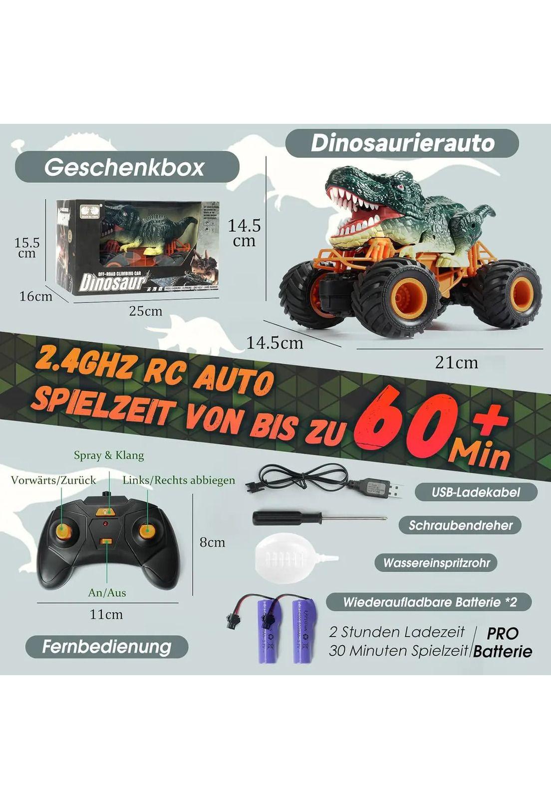 Dinosaurio Auto Control Remoto Recargable Carro Juguete Niño-8